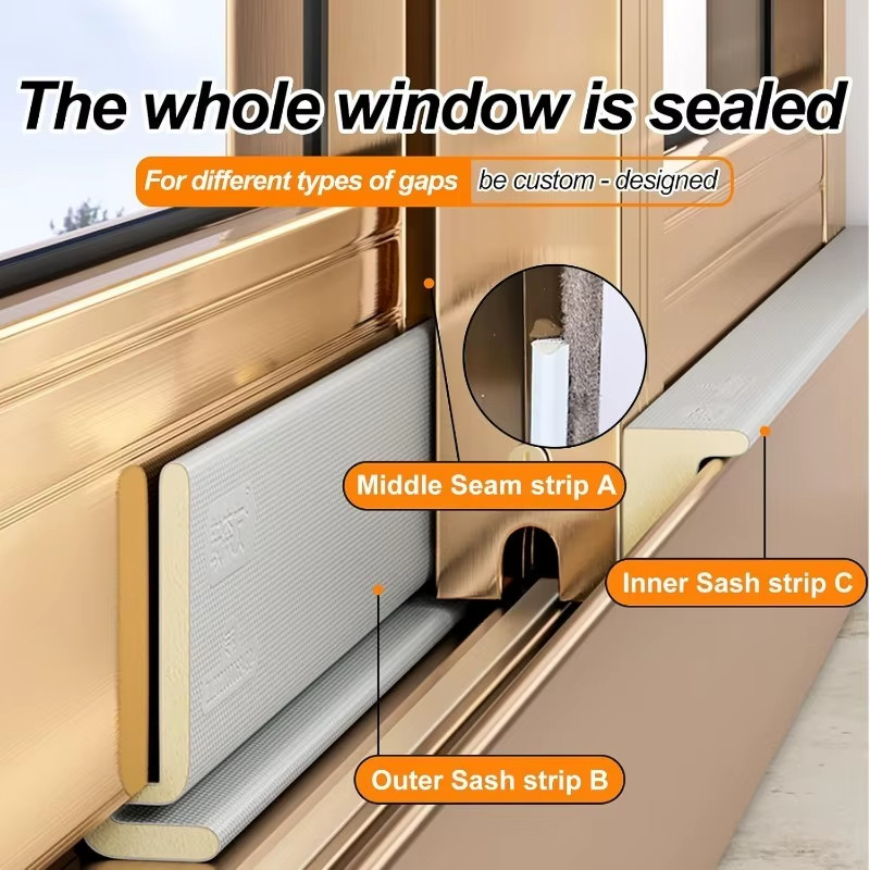 Self-Adhesive Window Seal Strip Set Windproof Soundproof Draft Proof