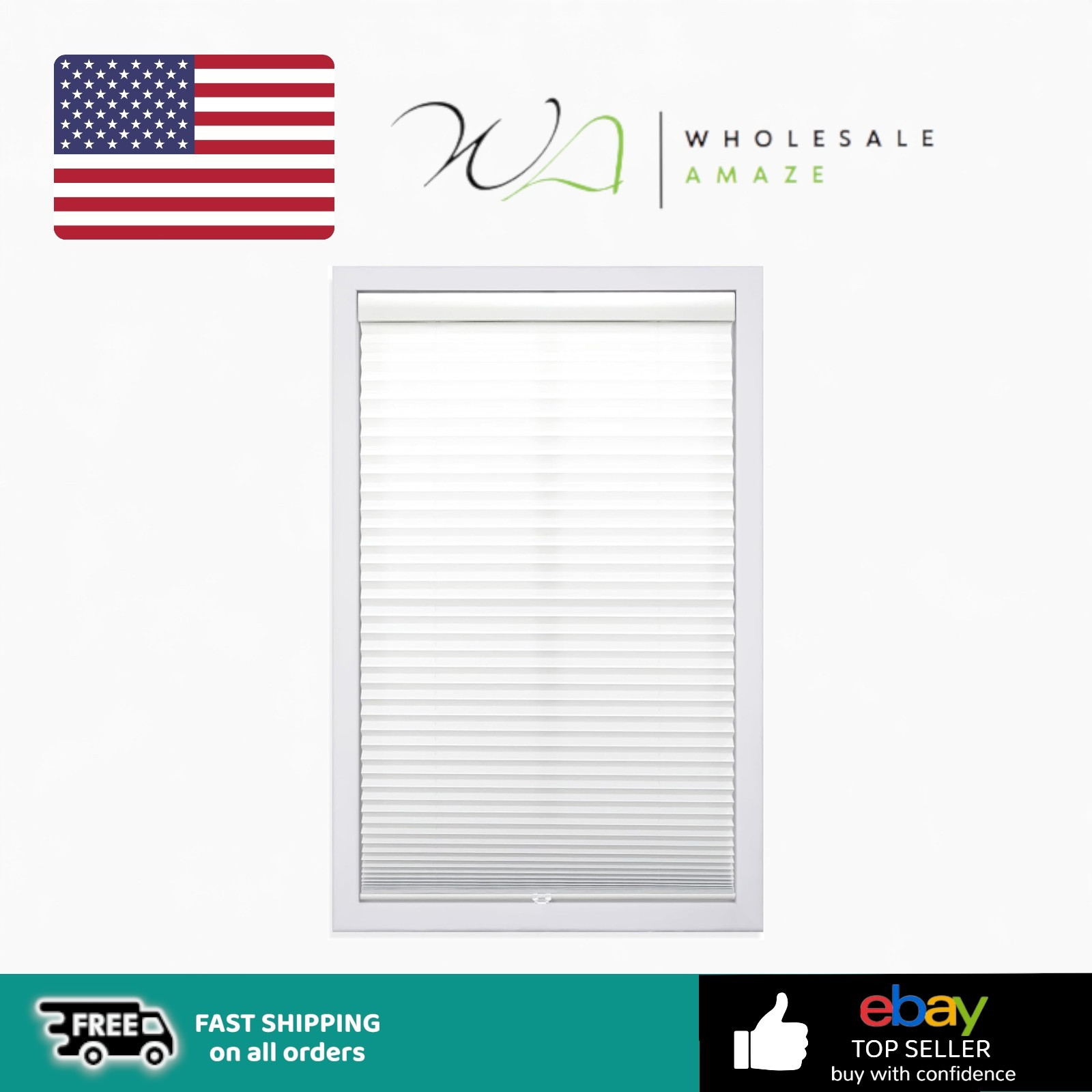 DEZ FURNISHINGS Cordless 1″ Light Filtering Pleated Shade, 58″L x5″W x 3″H