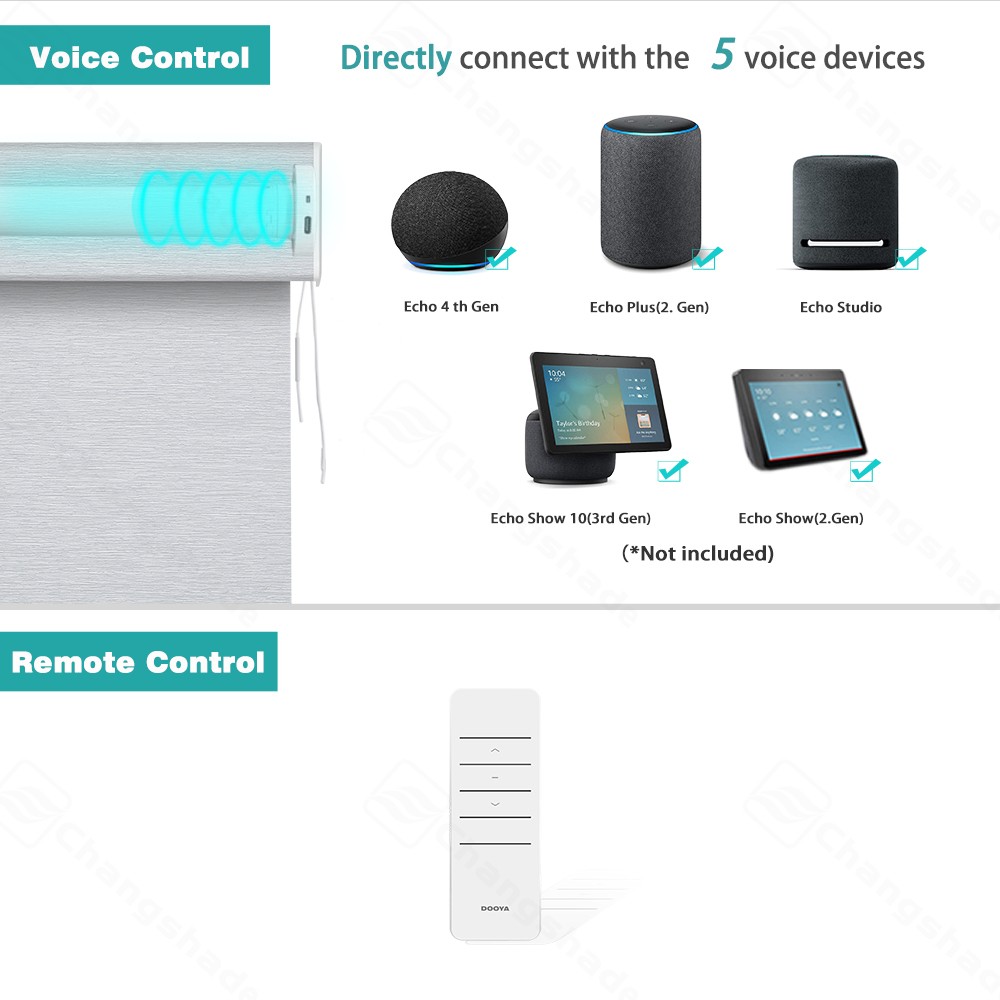 Changshade Blackout Smart Roller Shade with Remote Control Automatic Window Shad