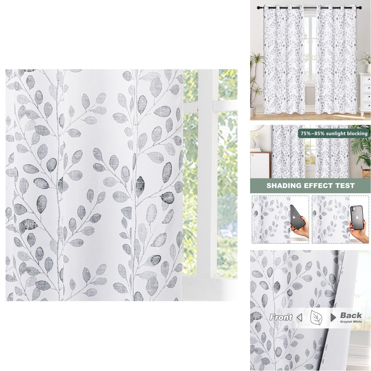 Mysky Home Leaf Curtains 84 Inch Long For Living Room Botanical Branch Patio