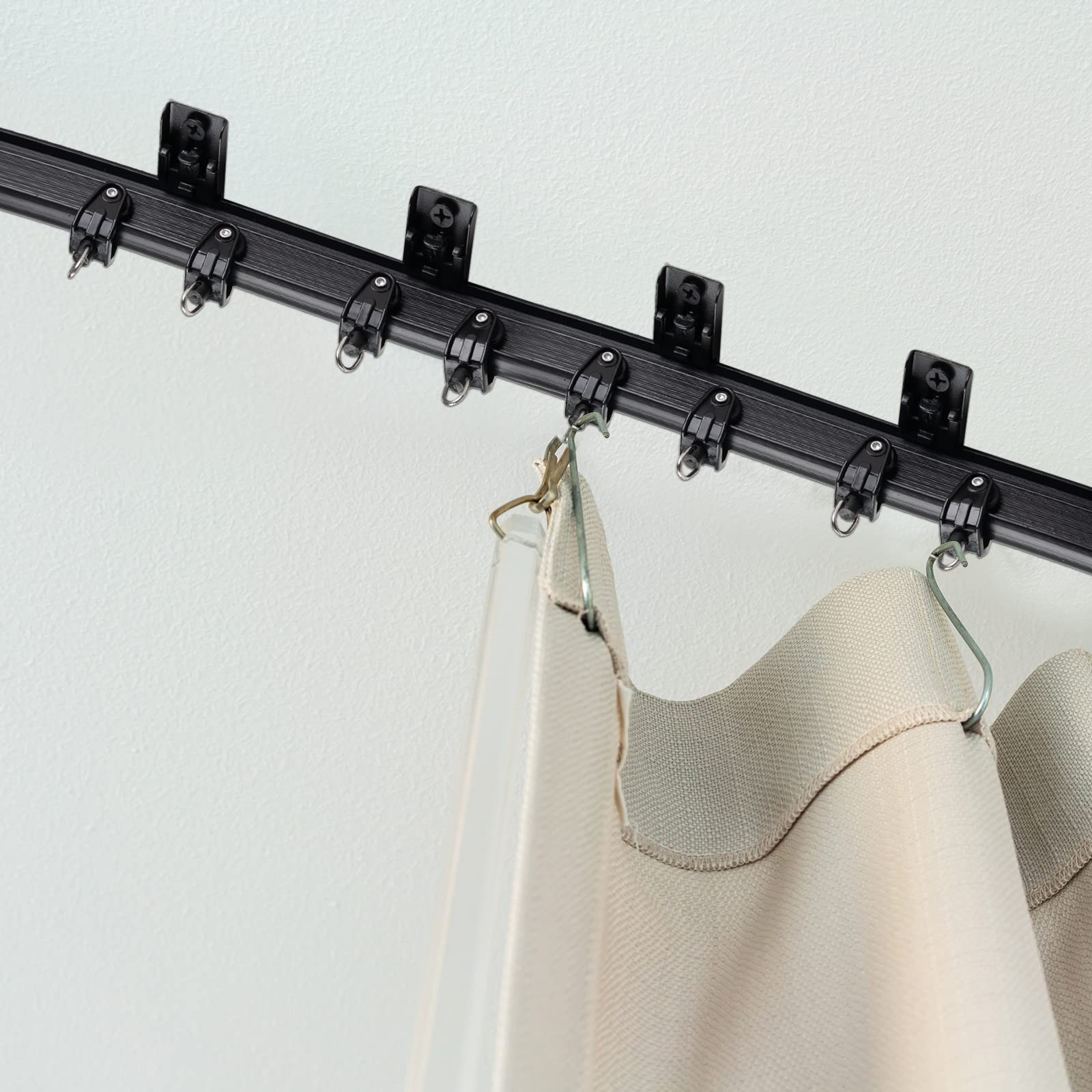 Jetec Curtain Tracks Ceiling Flexible Curtain Track Bendable Rail Curved Wall