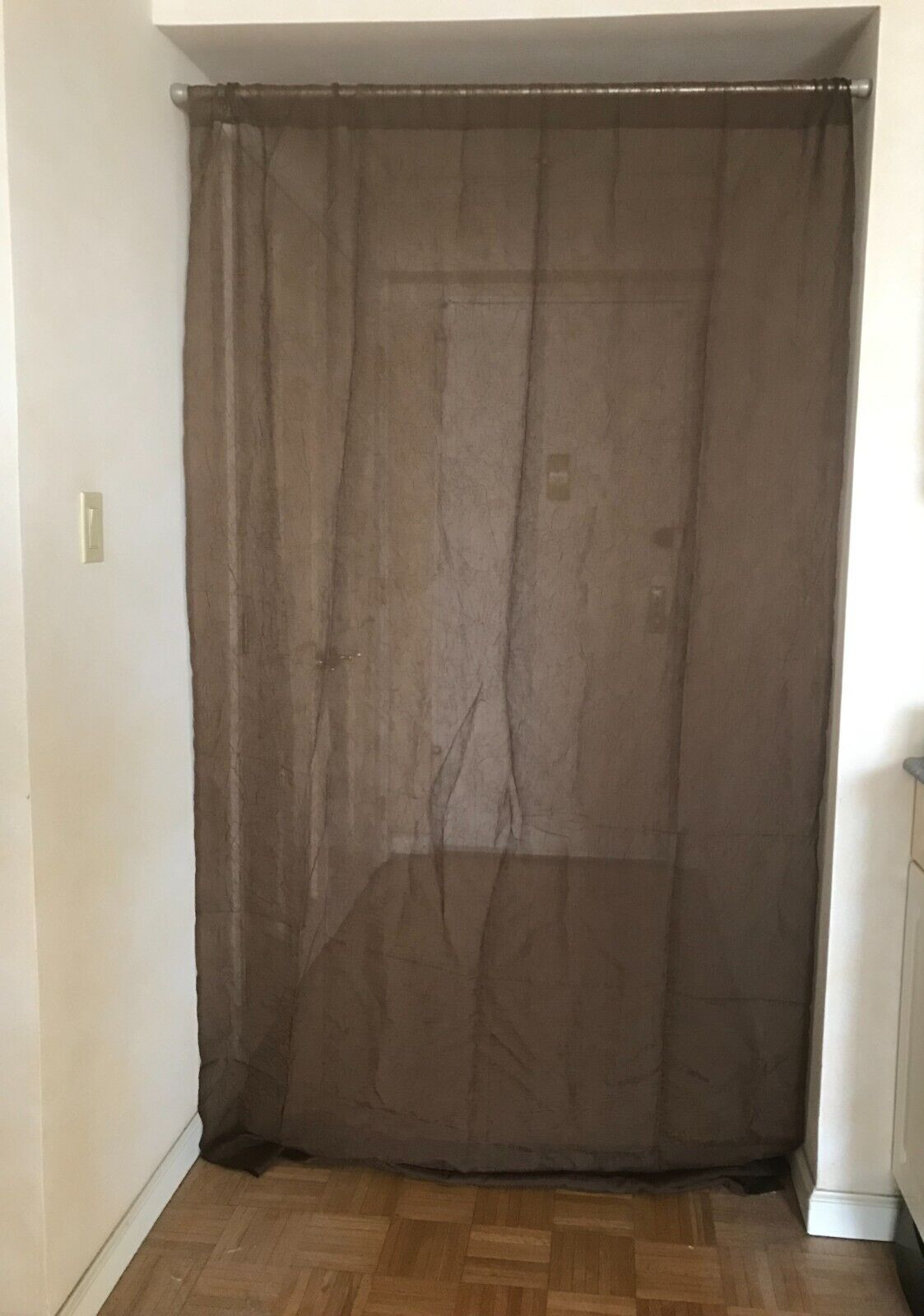 Panel Curtain Sheer Brown Crinkle Polyester – Approx. 56″ x 96″ – Pocket Top