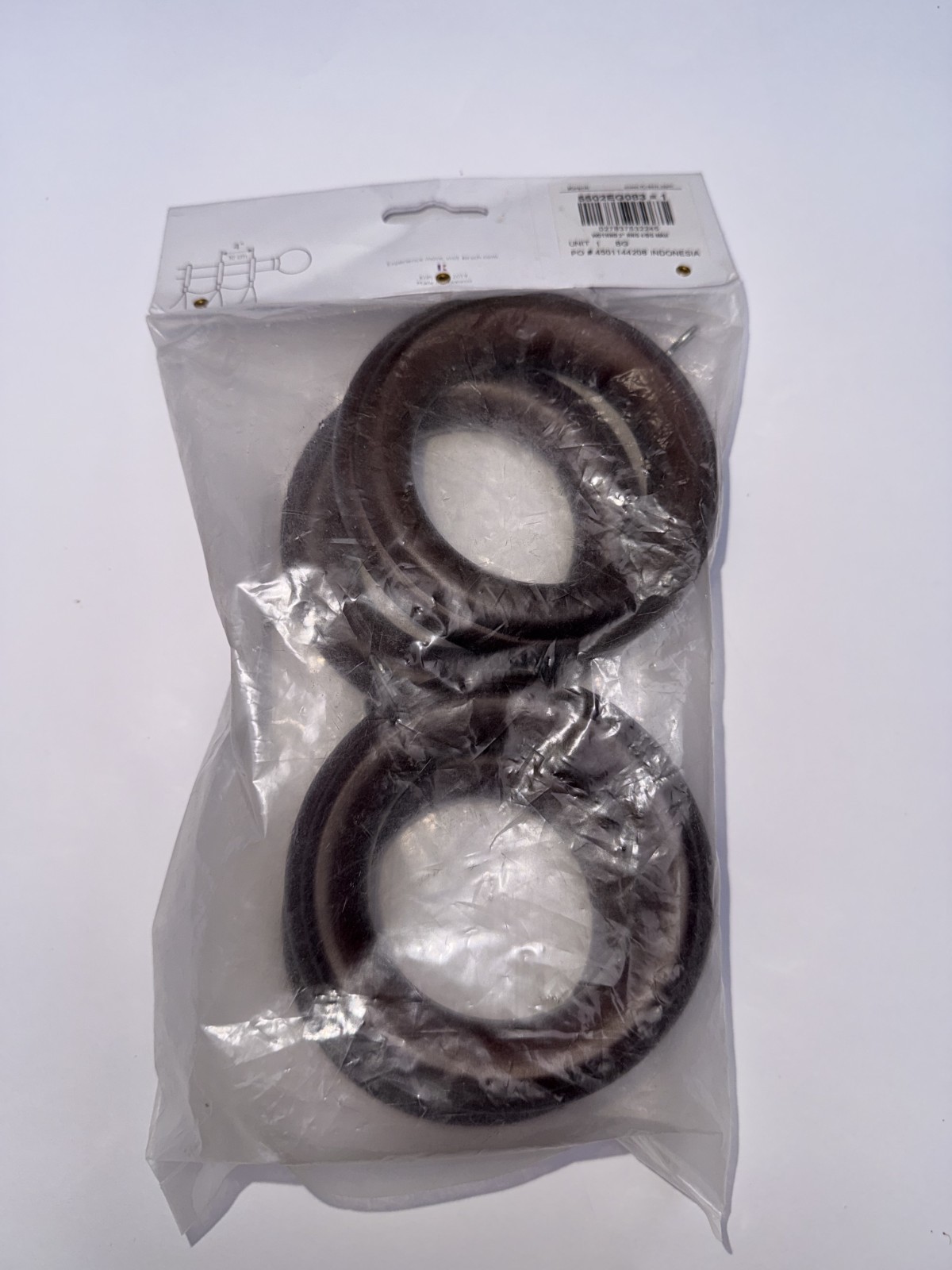 Kirsch Wood Trends Drapery Rings – 2” Brown – Set of 4 – New