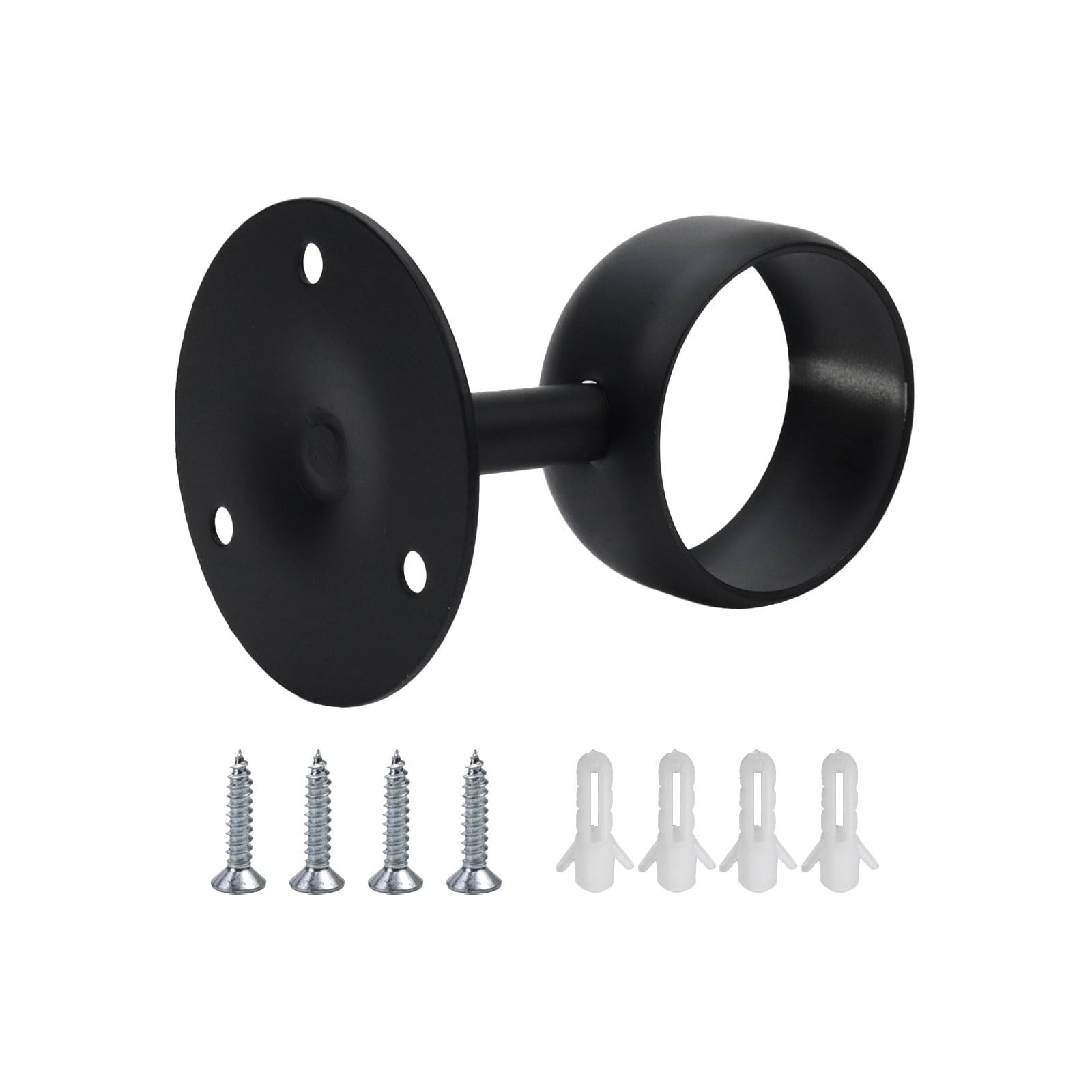 4 PCS Black Ceiling Mount Curtain Rod Bracket End Support Stainless Steel