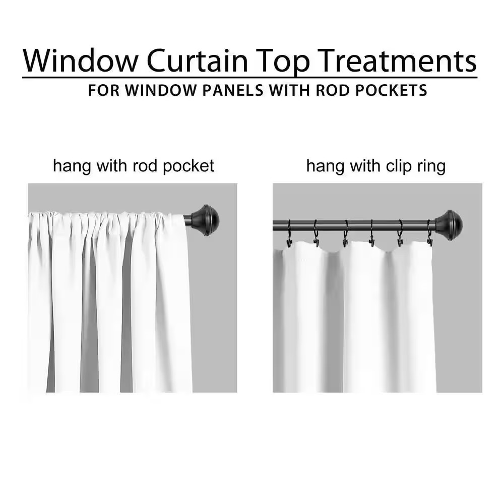 White Solid Tie Top Room Darkening Curtain – 38 In. W X 84 In. L (Set of 2)
