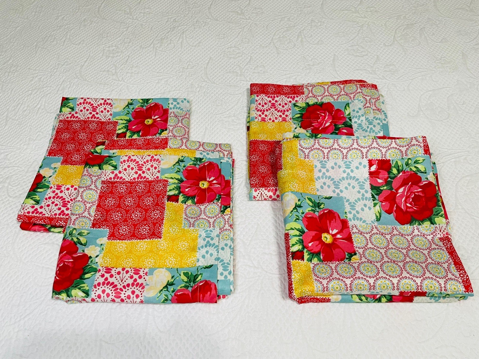 Pioneer Women Patchwork Curtain Panels 4 Pieces 39×81” NWOB