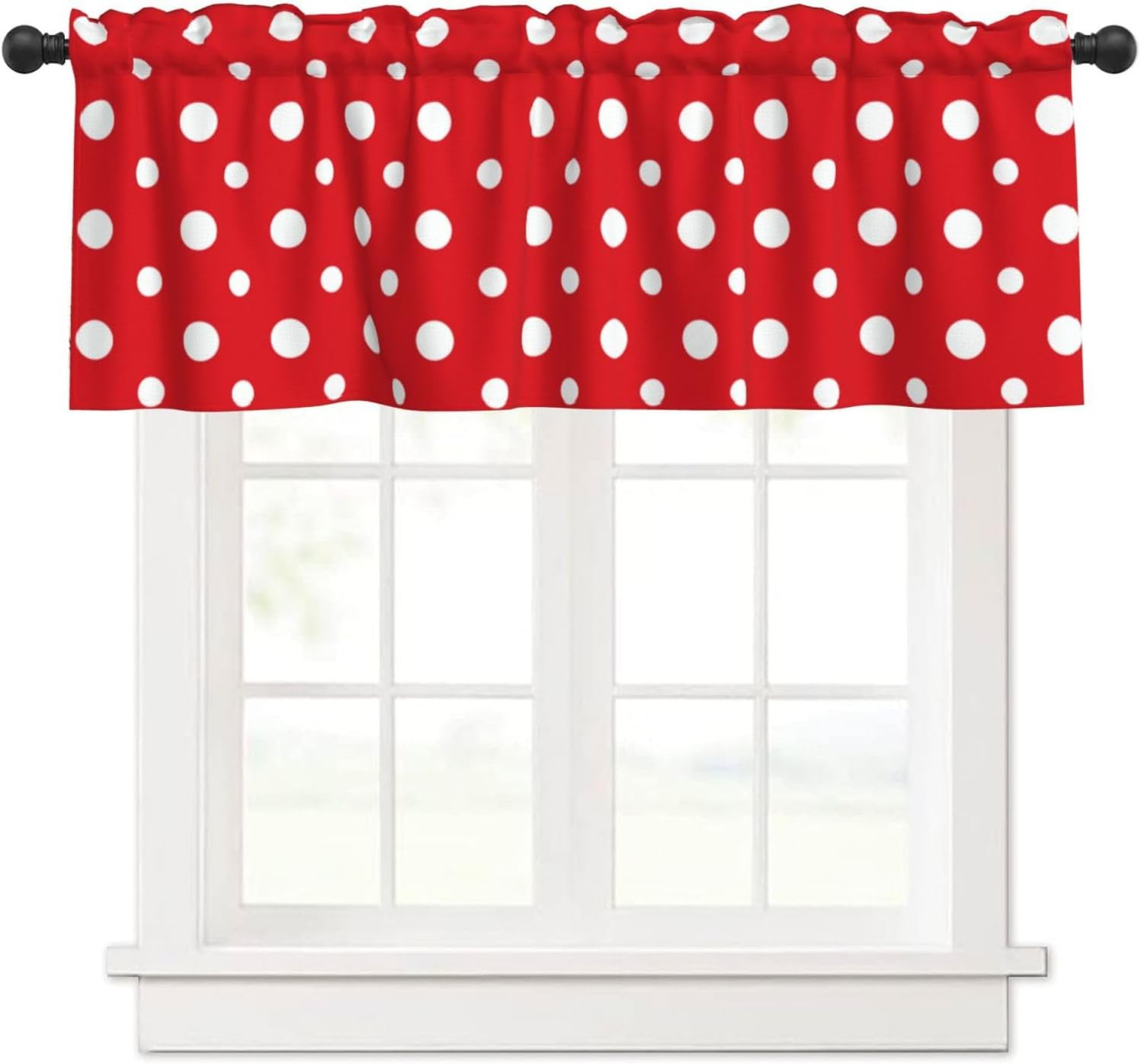 Valance for Windows White Polka Dots Red Kitchen Curtains Valances Rod Pocket Vi