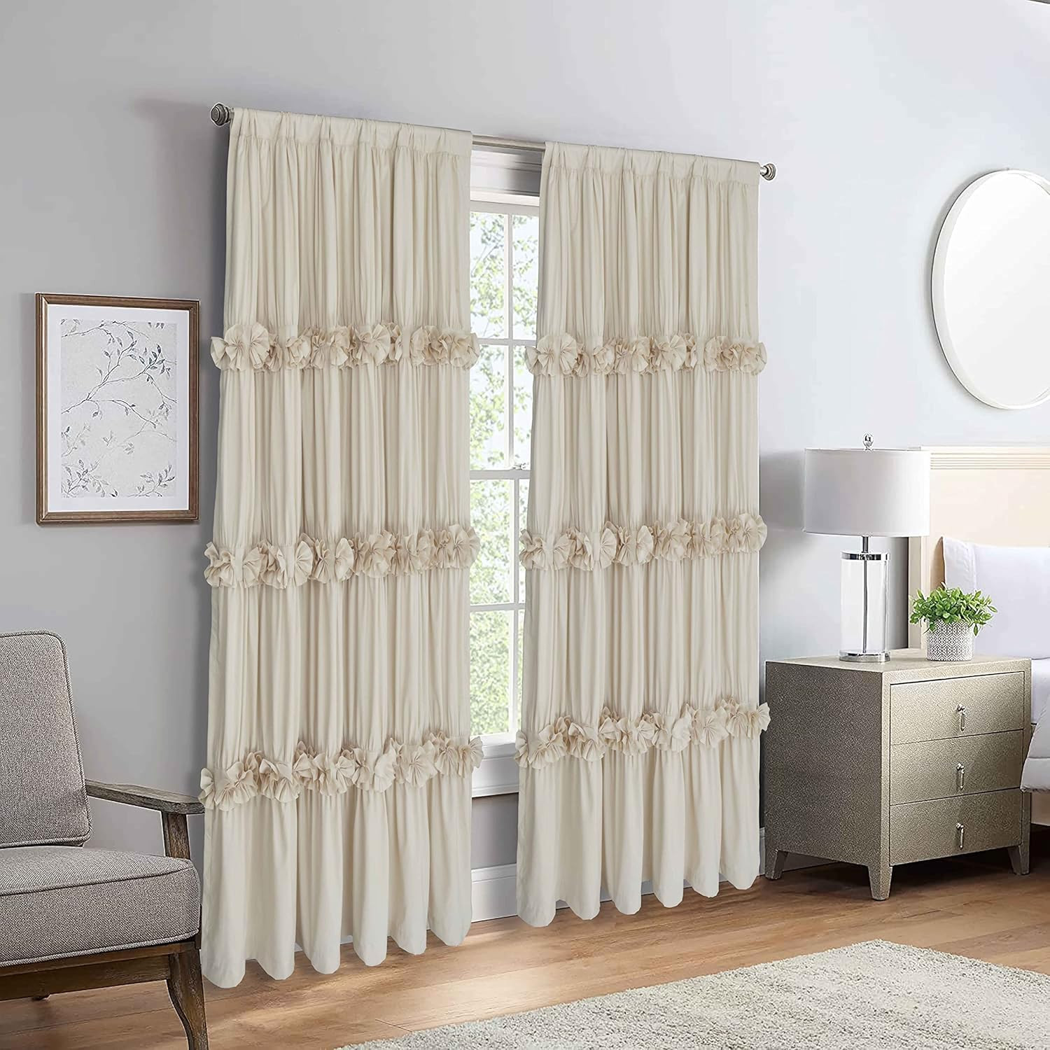 Thermal Insulated Blackout Window Curtains, 54″ W X 84″ L (Pair), Boho Ruched Wi