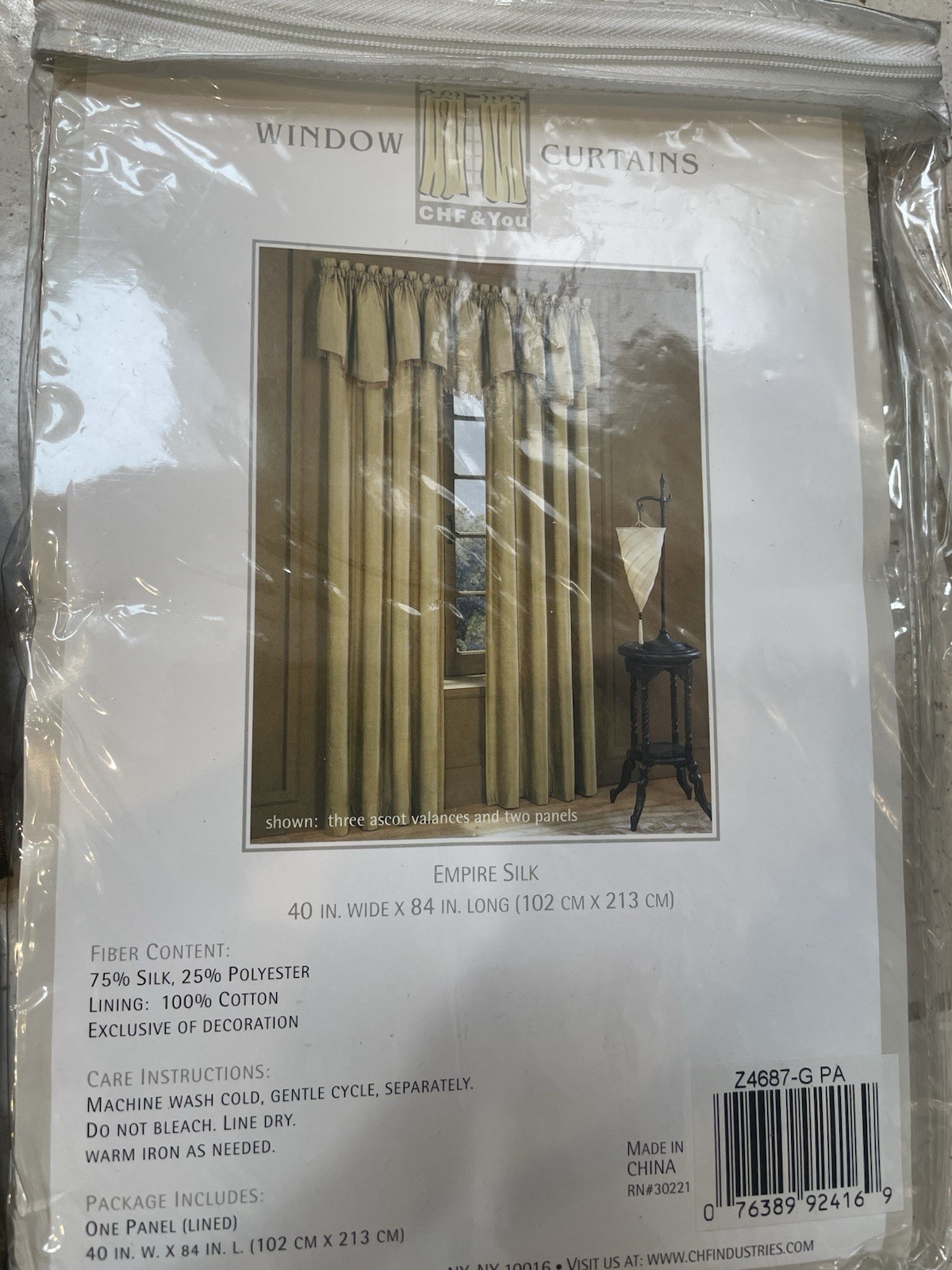 CHF & You Empire Silk Classic Lined Curtain Panel Beige 75% Silk 40×84 in
