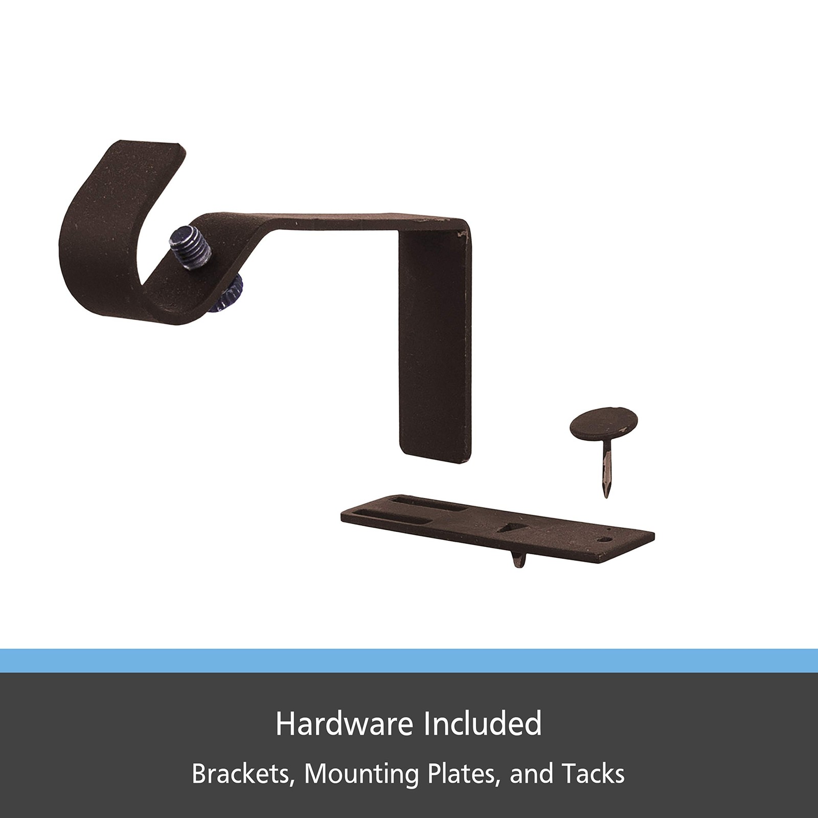 2 PCS Fast Fit Curtain Rod Bracket Fits 1/2 5/8 Inch Oil Rubbed Bronze Metal