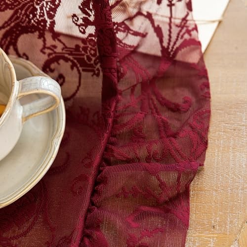 Kitchen Curtains 45 Inch Length – Chic Short 59″W x 45″L (Pack of 2) Burgundy