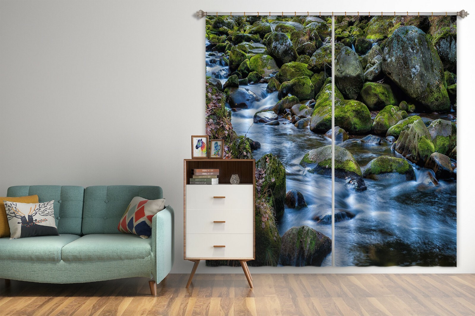 3D Moss Stone River ZHUA325 Blockout Photo Curtain Fabric Window Amy