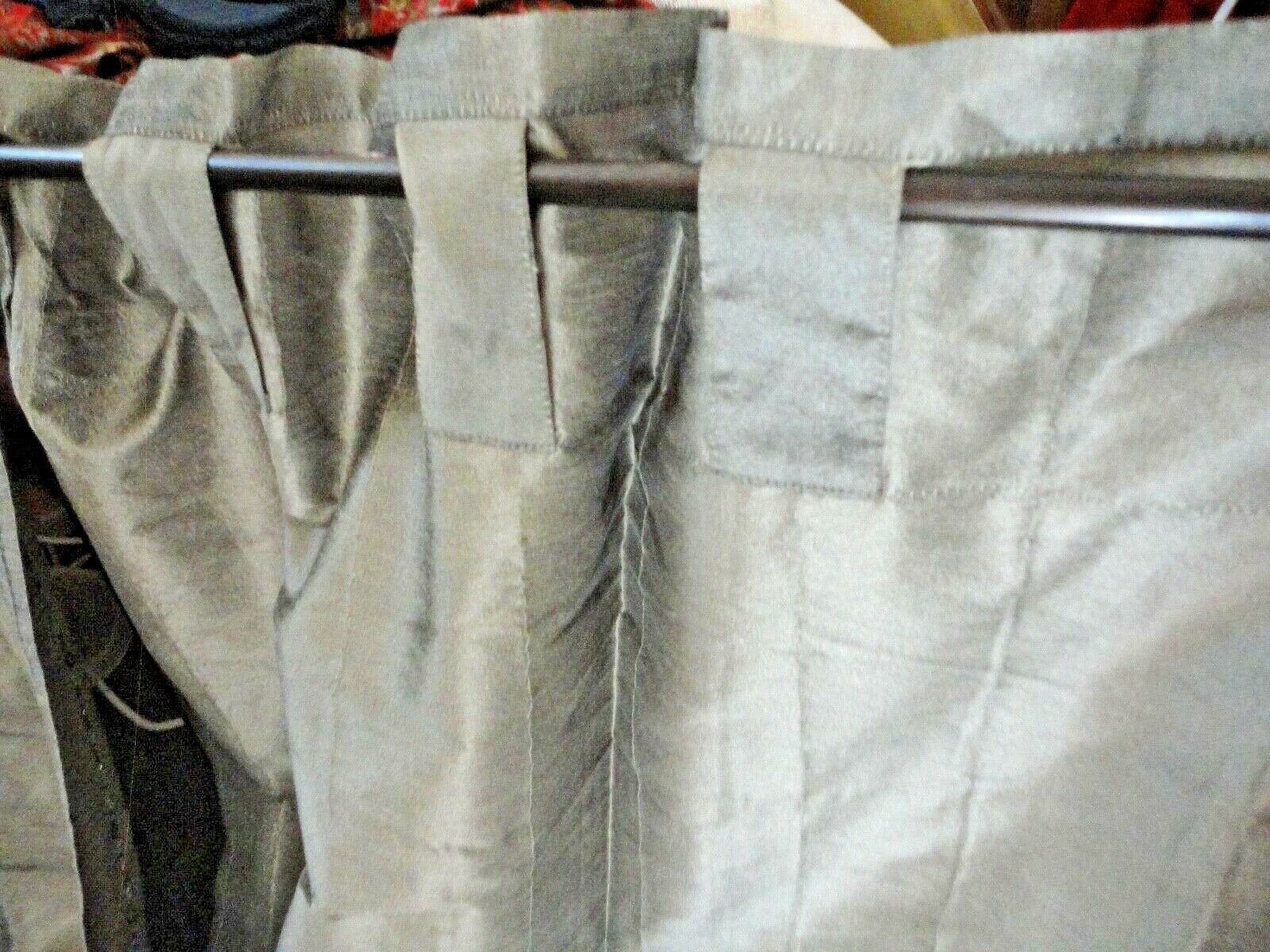 PIER 1 SHINE SILVER METALLIC BEADED (2) HIDDEN TABS PANELS CURTAINS 42 X 84