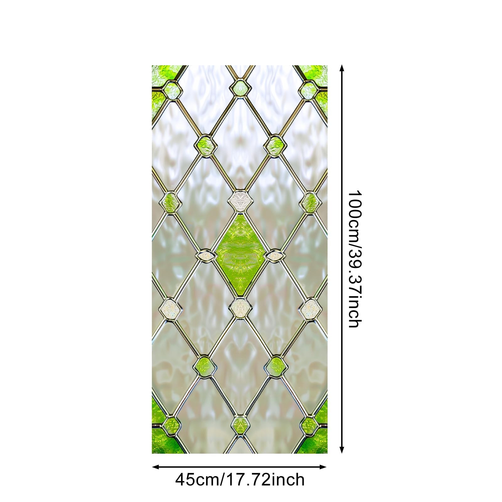 Privacy Window Film Stained Glass Window Green Diamond Net Decorative