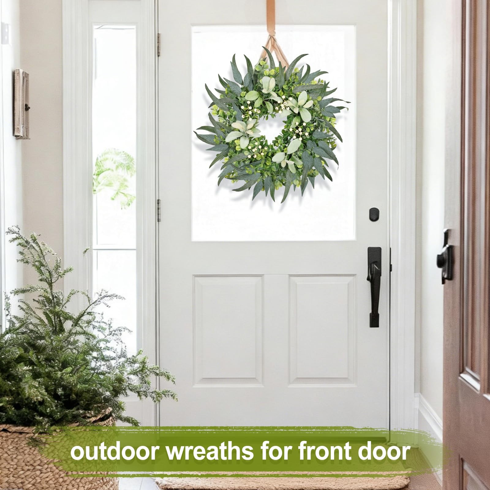 Zmtyykh Eucalyptus Wreath 22 Inch Spring for Front Door 22 inch, Green