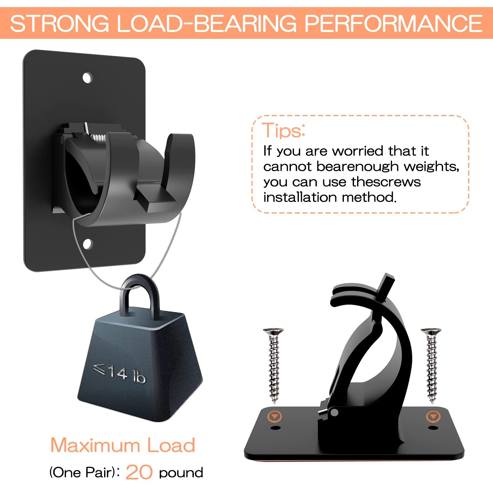 6 PCS Black Curtain Bracket Holders SelfAdhesive Wall Mount 0.61.5 Inch
