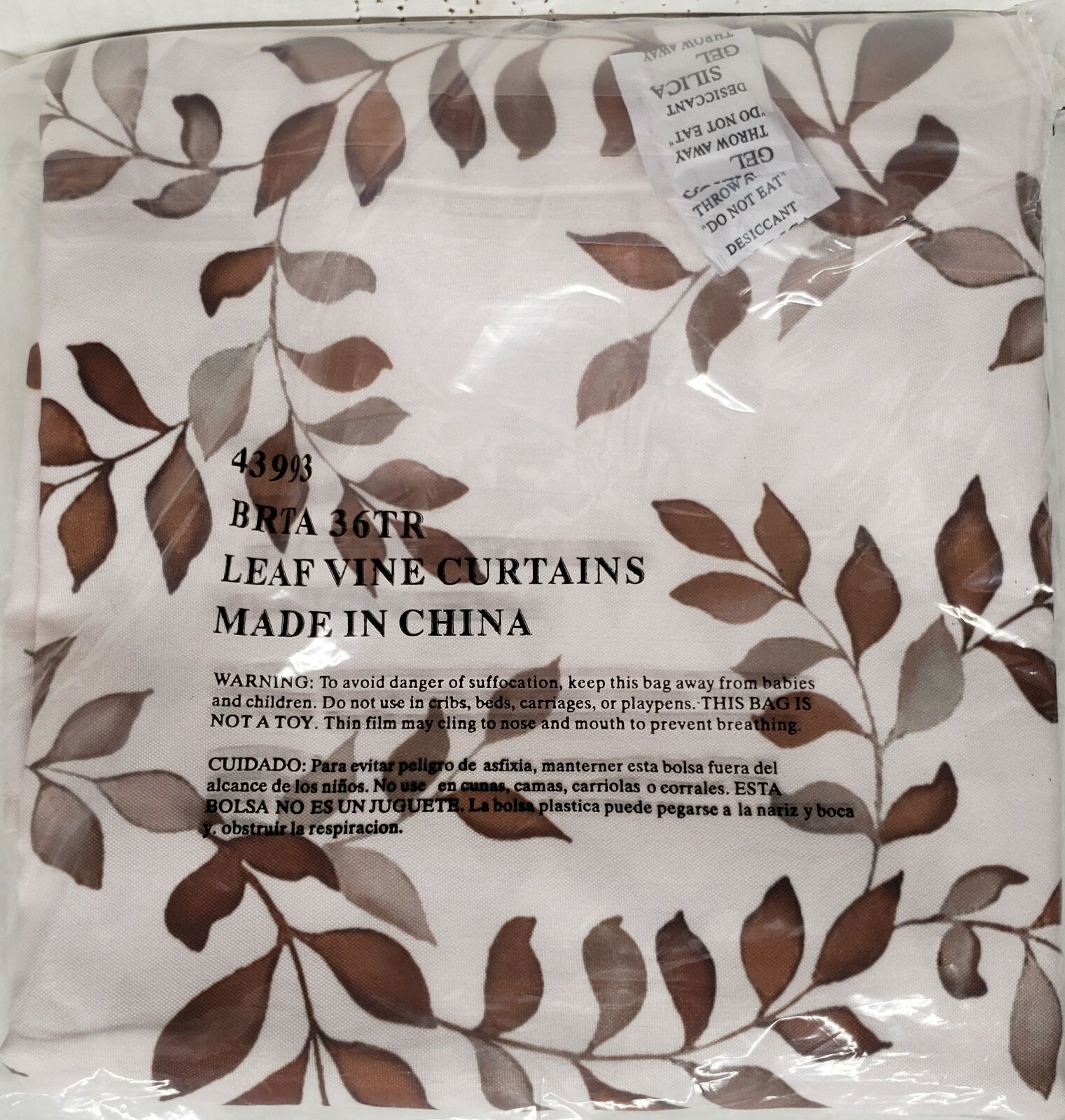 Set of 2 Printed Kitchen Tiers (29″ x 36″) (no Swag Valance) BROWN LEAVES, CE