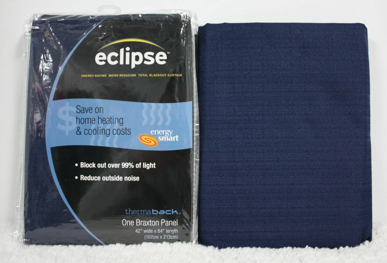 2 PANELS – Eclipse BRAXTON Drapes Curtains – THERMAL BLACKOUT – 84″ Long BLUE