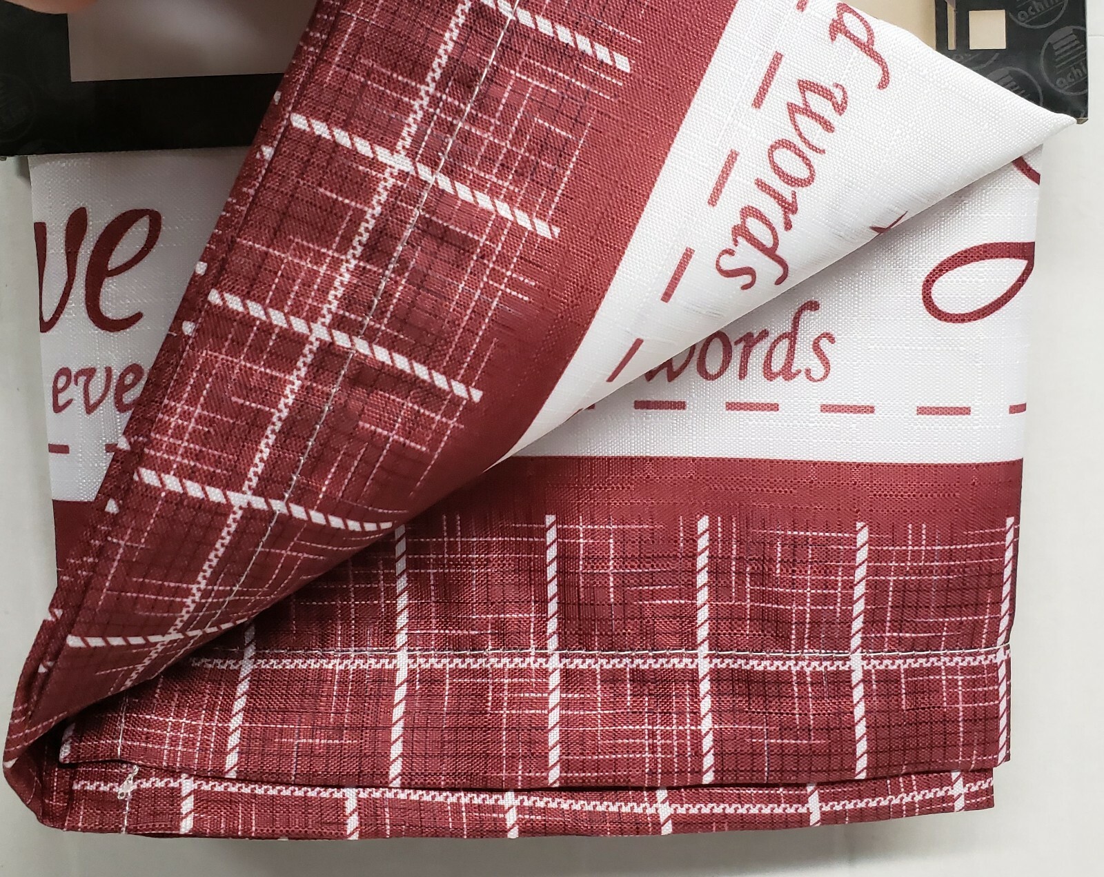 1 pc, just one Decorative Valance (58″ x 14″) LIVE LAUGH LOVE, Burgundy by Achim