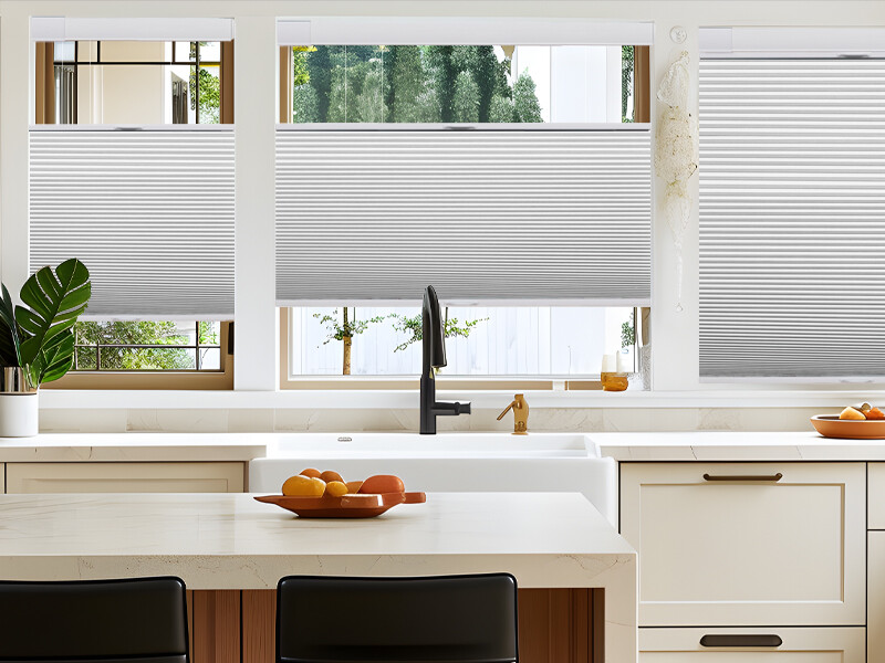 METechs No Drill DIY Blackout White Honeycomb Cellular Shade Width 40″+ Width
