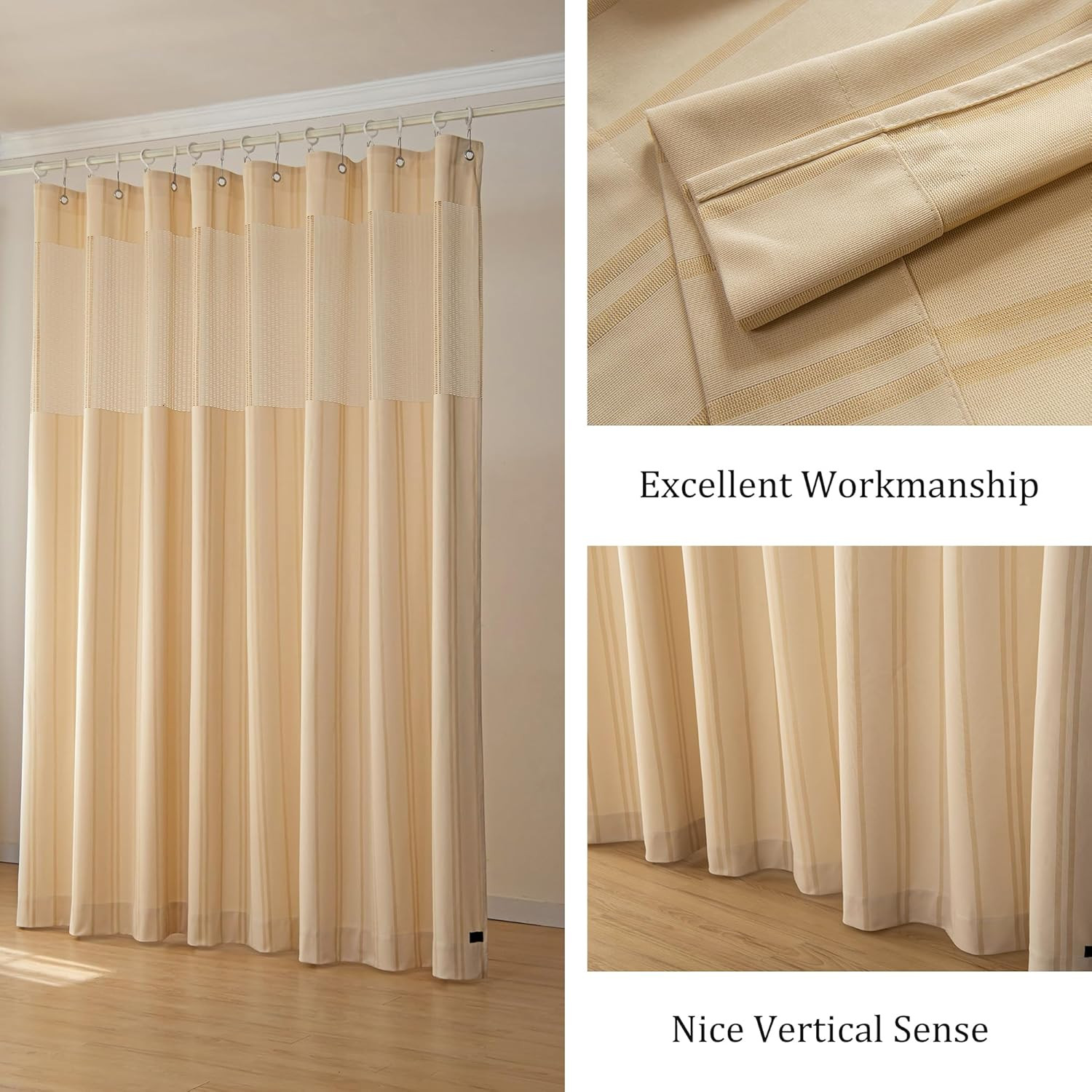 5x8ft Beige Hospital Curtain – Flame Retardant Medical Privacy Room Divider