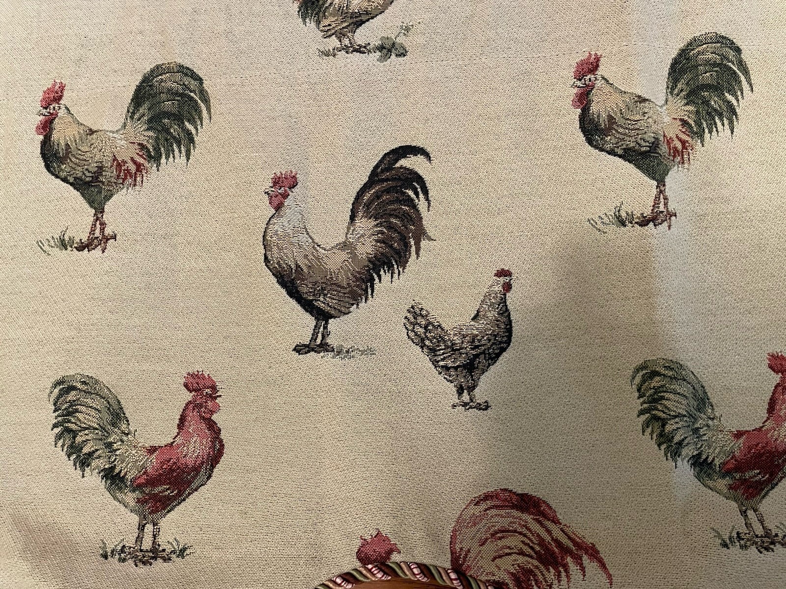 (1) Chicken Rooster Valance ~Heavy Tapestry~ Rod Pocket~18×50”~Tassel Cord~