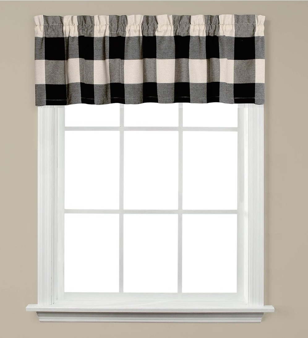 NEW Grandin Curtain Valance, 58″ x 13″, Black/cream