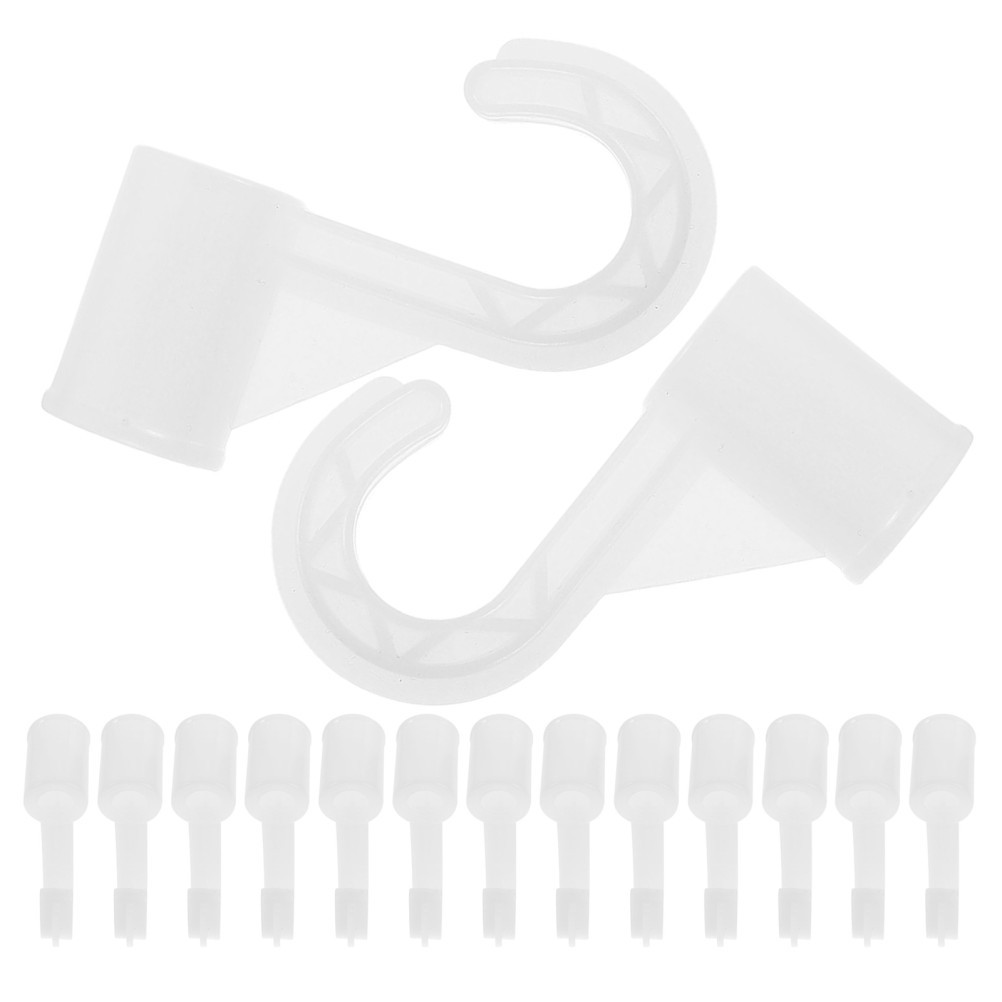 15Pcs Plastic Closet Hanging Rod Support Hooks White for Wardrobe Organization