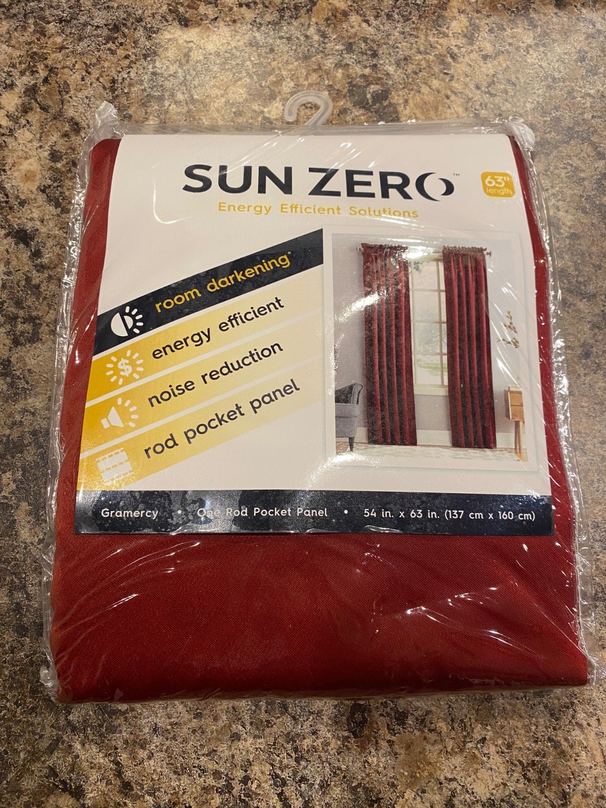 Sun Zero Gramercy Red Brick Rod Pocket Room Darkening Curtain – 54 in. x 63 in.