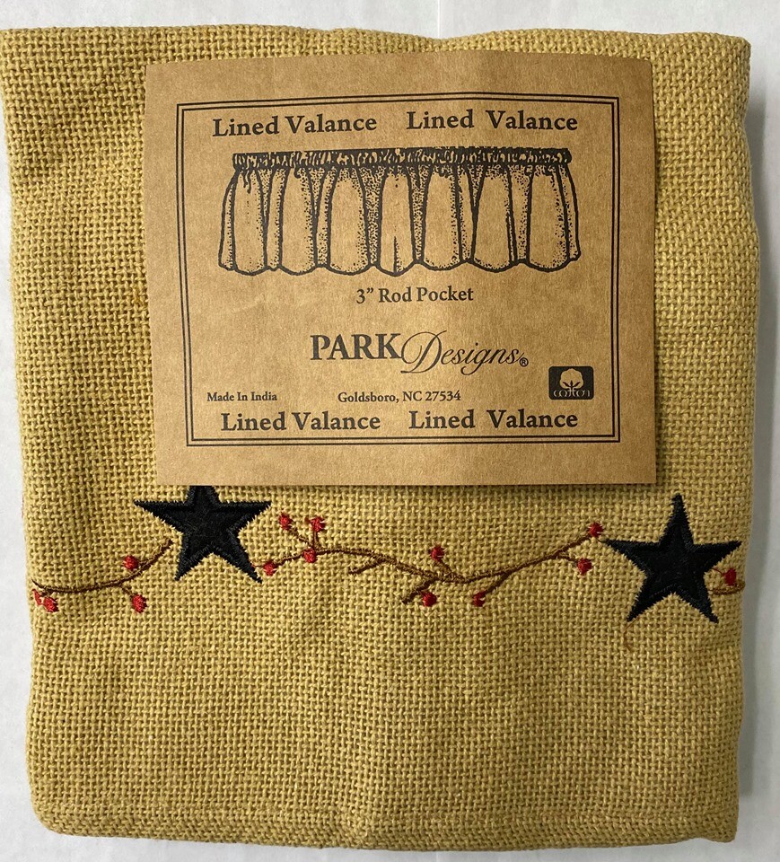 PD Burlap Star Lined Valance