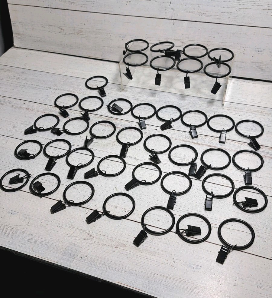 40 Pack Metal Curtain Rings with Clips Drapery Clips Hooks, Decorative Curtain