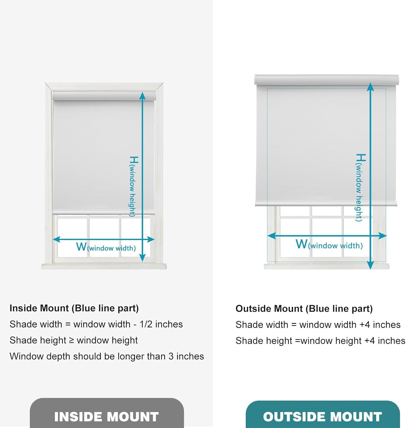 Changshade CUSTOM CUT Roller Shades Blackout Roller Blinds For Window