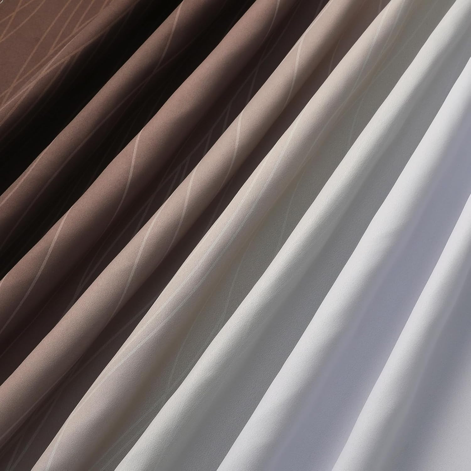 Brown and Greyish White Gradient Blackout Curtains for Living Room, Thermal Insu