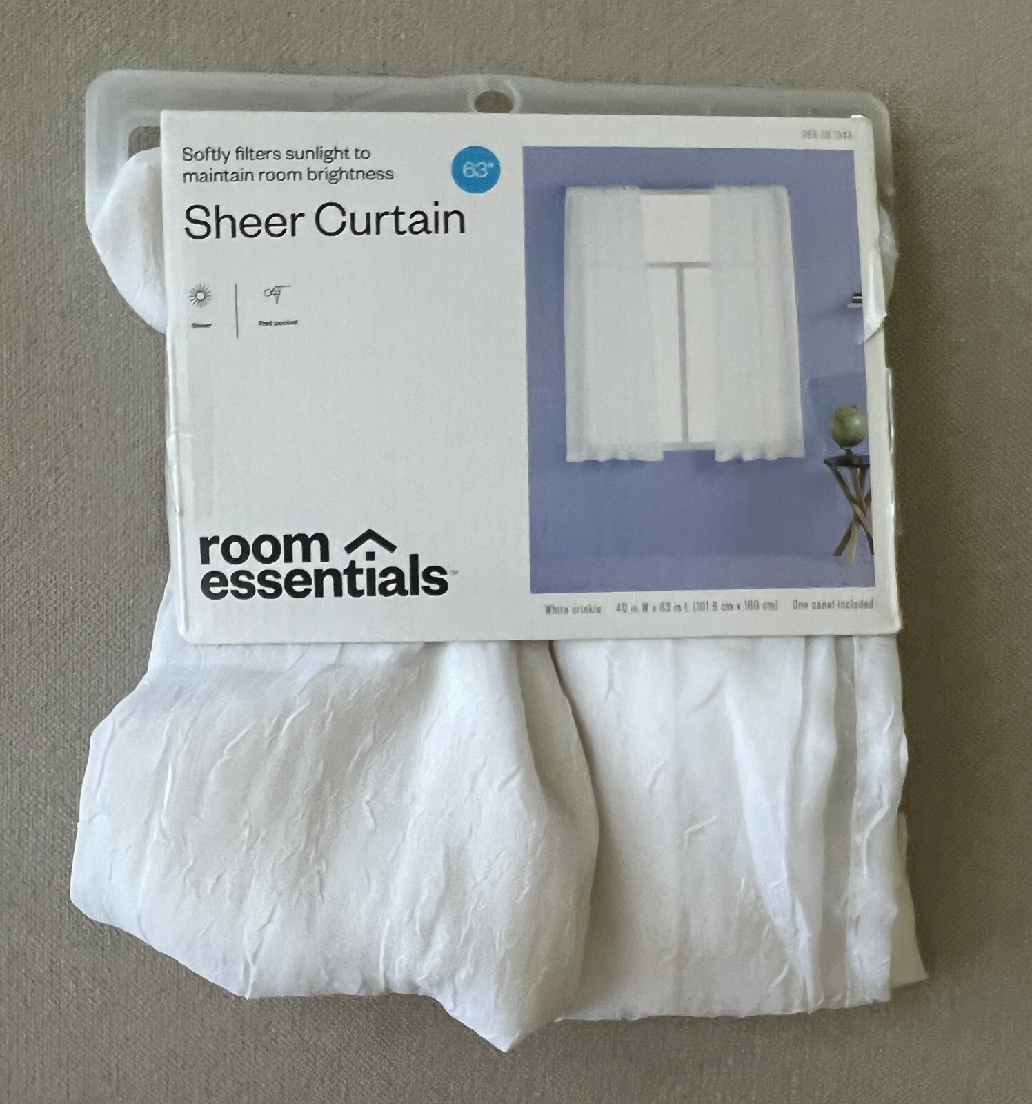 Room Essentials Room Curtain Sheer White Crinkle 40 x 63 One Panel