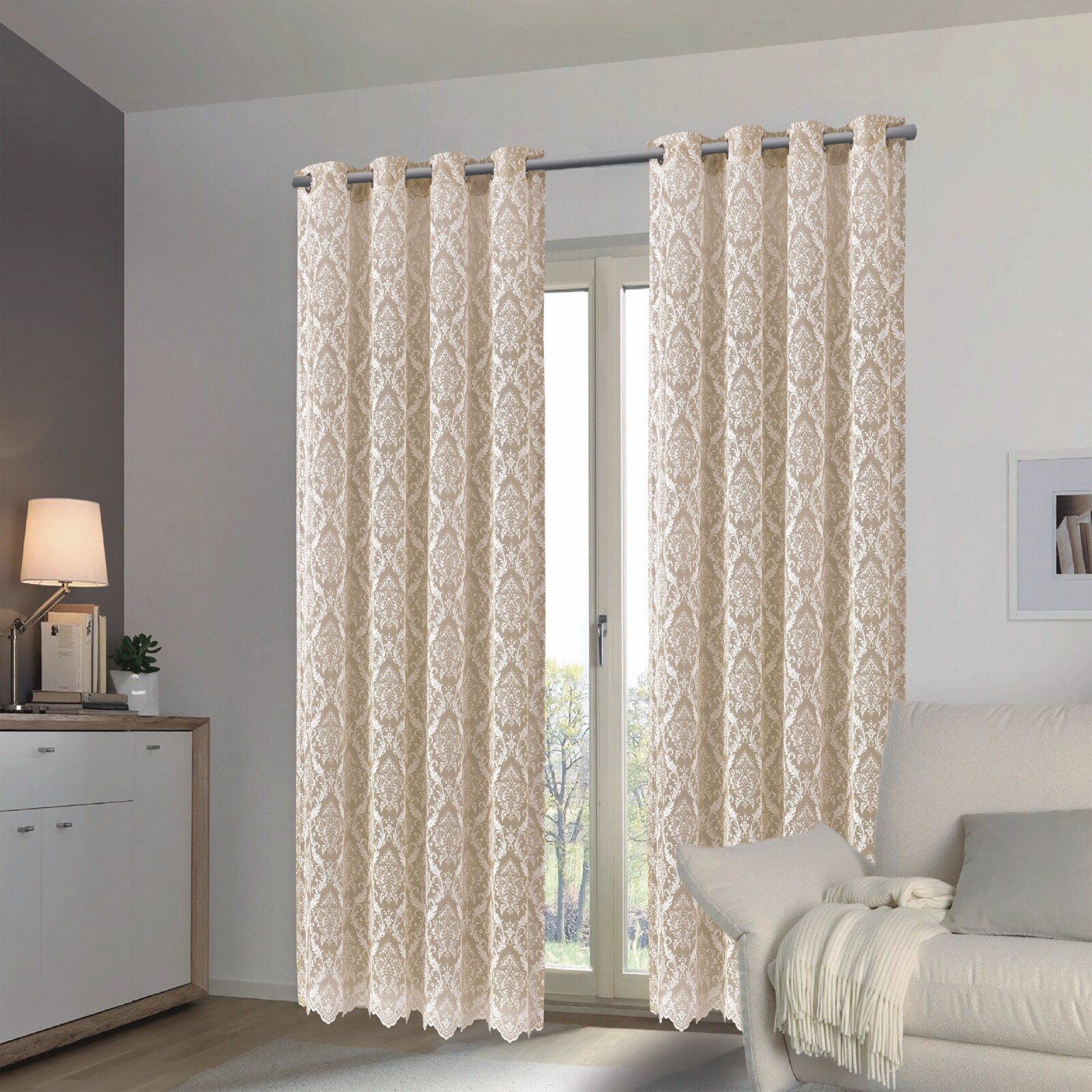 Damask Lace Window Curtain Vintage Lace French Tull Shabby Chic Lace Curtains