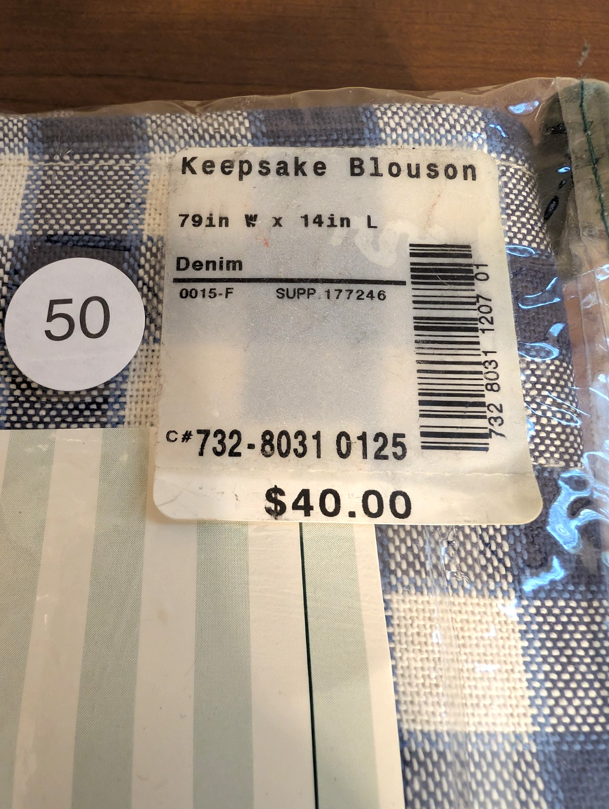 JCP 2 pr WAVERLY Keepsake-Check Denim Balloon Valance Blue & White 79″x14″ NIP
