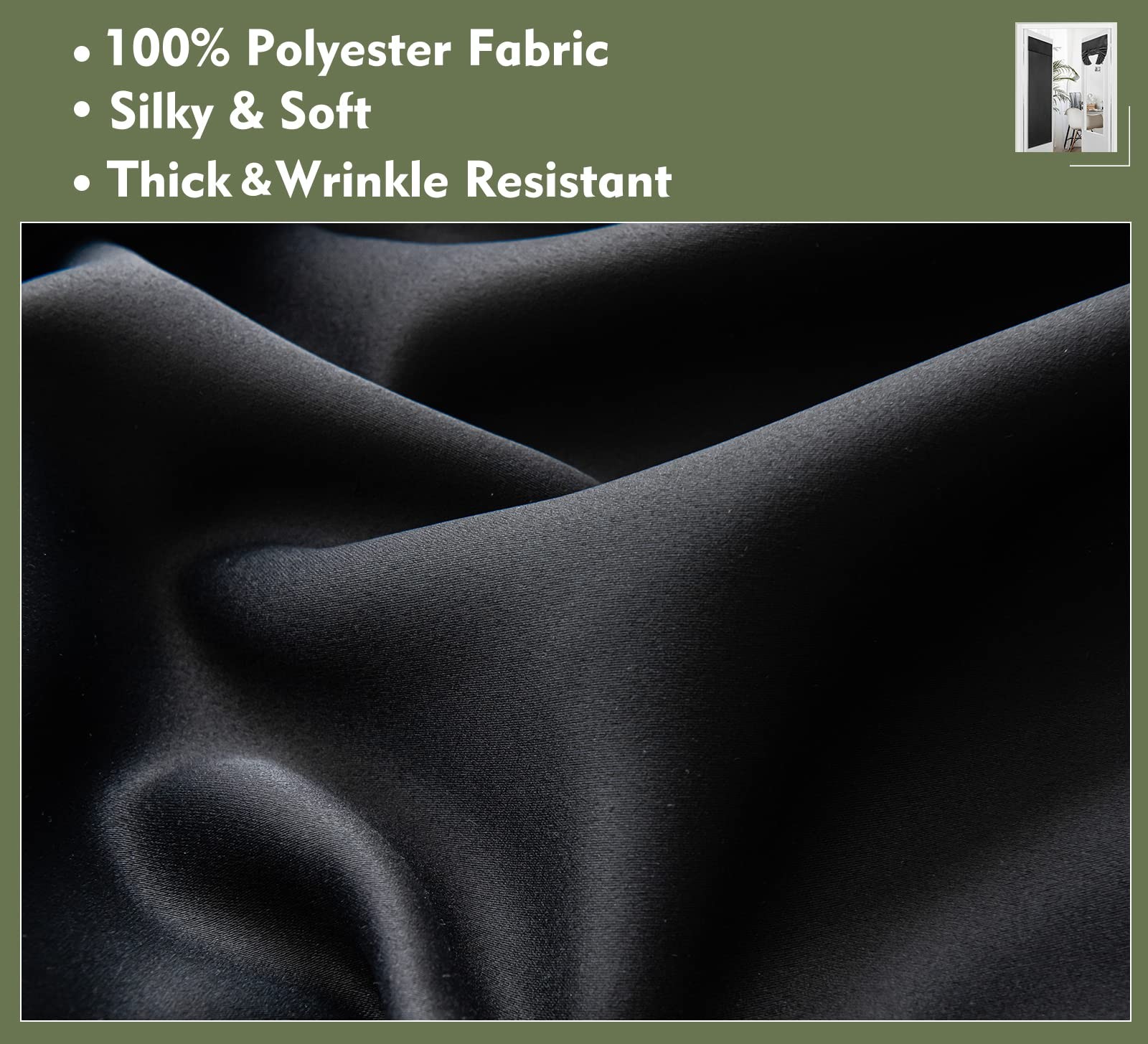 Blackout Classroom Window Curtain, Privacy Tie up Shade Thermal Insulated Small