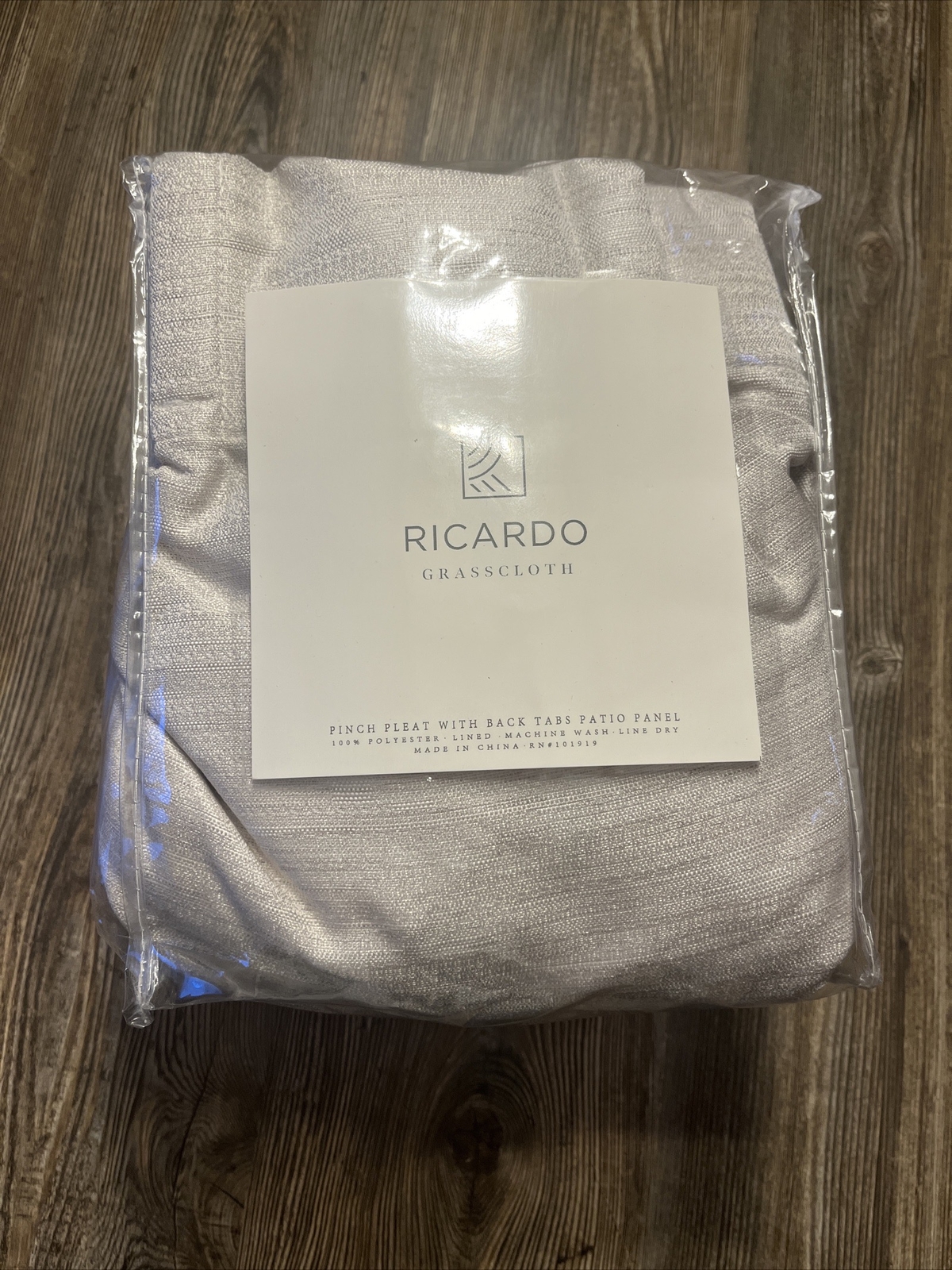 Ricardo Grasscloth Pinch Pleat W/ Back Tabs Patio Panel/Parchment/100”W x 84”L
