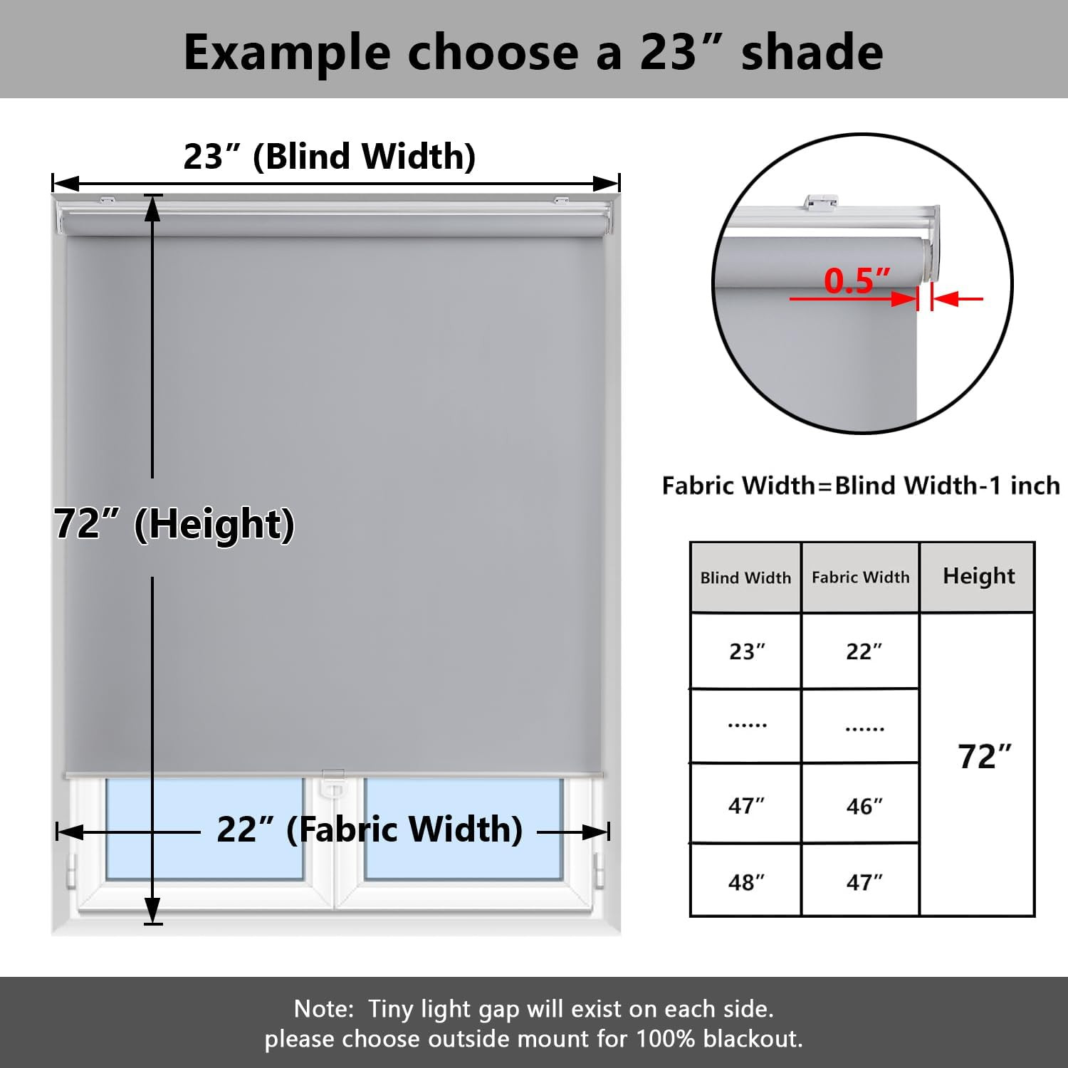 Cordless Blackout Roller Shades – Thermal Insulated White Blinds 38″ W X 72″ H
