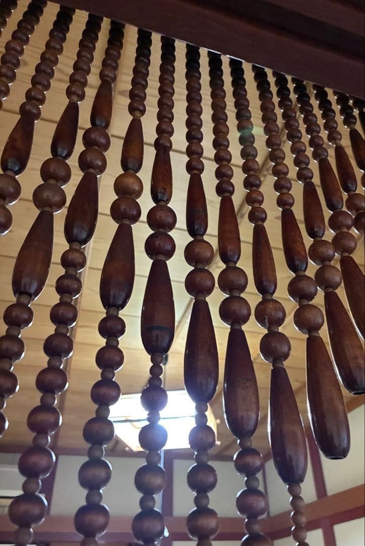 Vintage Noren Tama-Sudare Wooden Bead Curtain W80×H120cm Interior Japan Retro