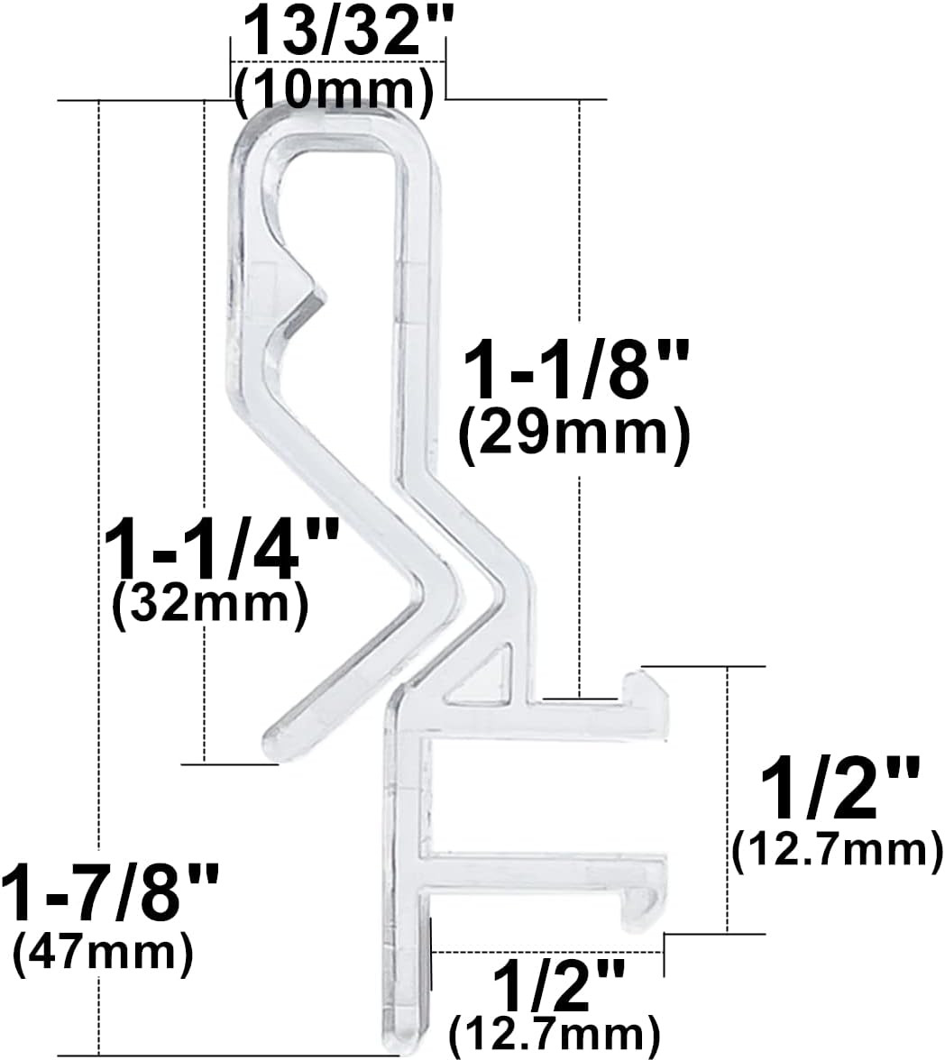 Hidden Channel Valance Clips 1-7/8Inch 10Pcs Clear Color for Faux and Real Wood