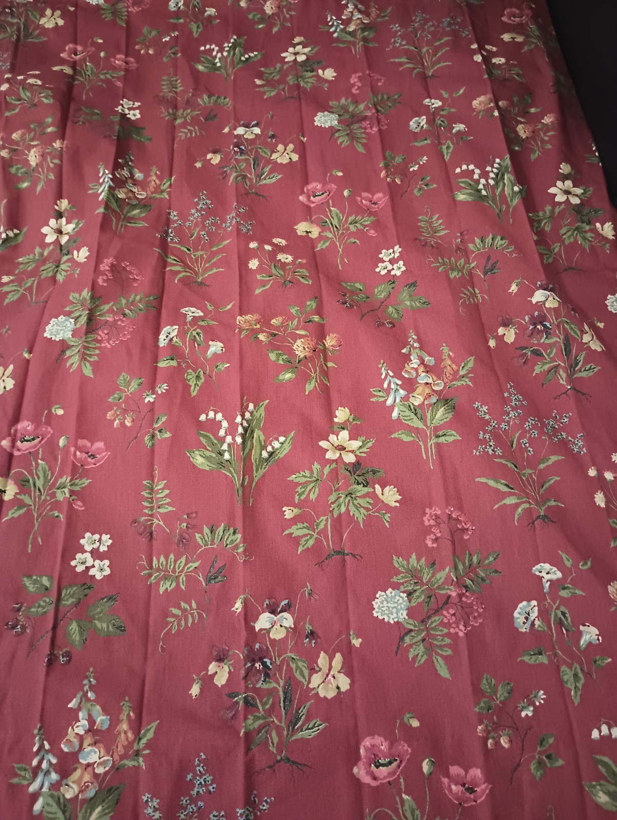 JCPenney Home Burgundy Floral Print Pinch Pleated Curtain 2 Panels Opaque
