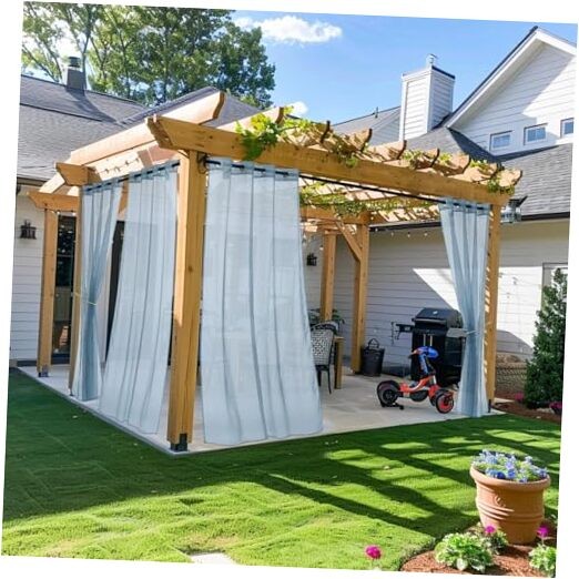 Outdoor Curtains for Patio Waterproof, 54″W x 96″L (Pack of 2) Stone Blue