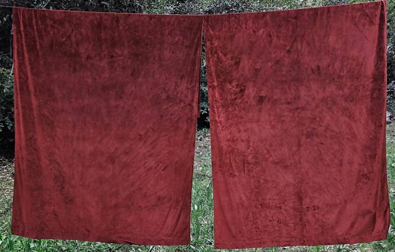 2 Vtg Thick Plush Red Velvet Drapes Curtains Grommet Noise Reducing 52″W x 96″L