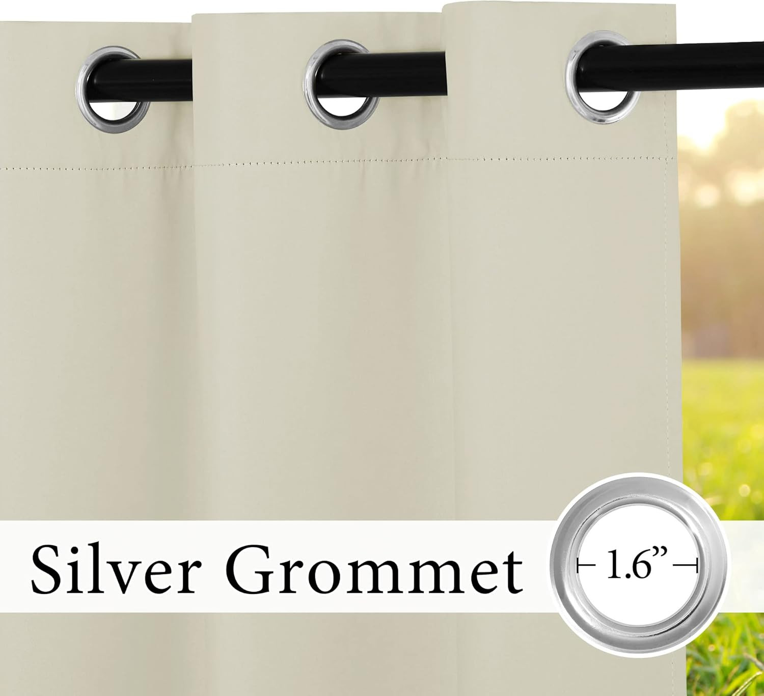 Extra Wide Waterproof Outdoor Curtains – UV Protect Cream 105×108 Inches
