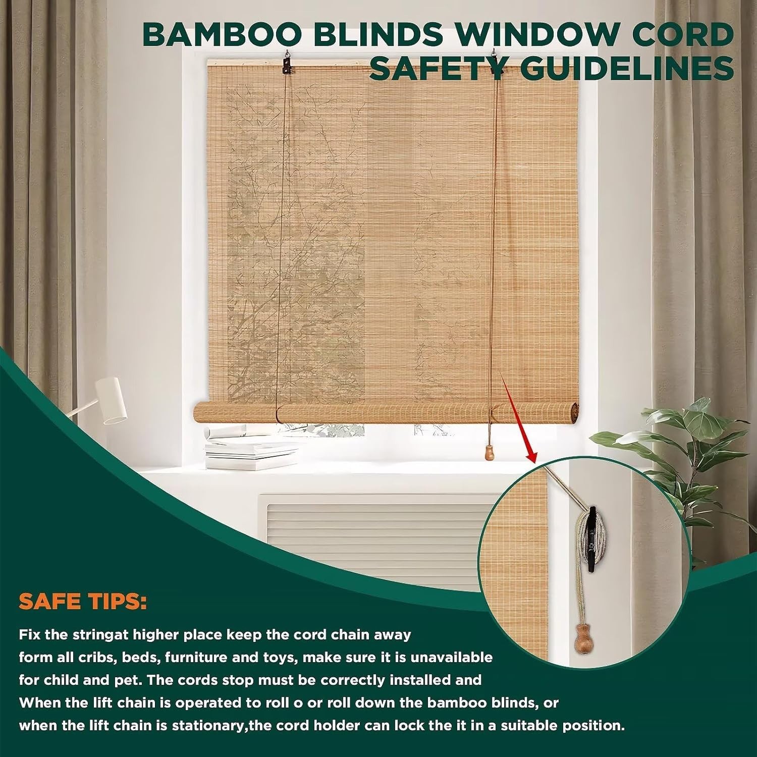 Customizable Bamboo Shades: 23″ W x 48″ H Light Filtering Window Treatments