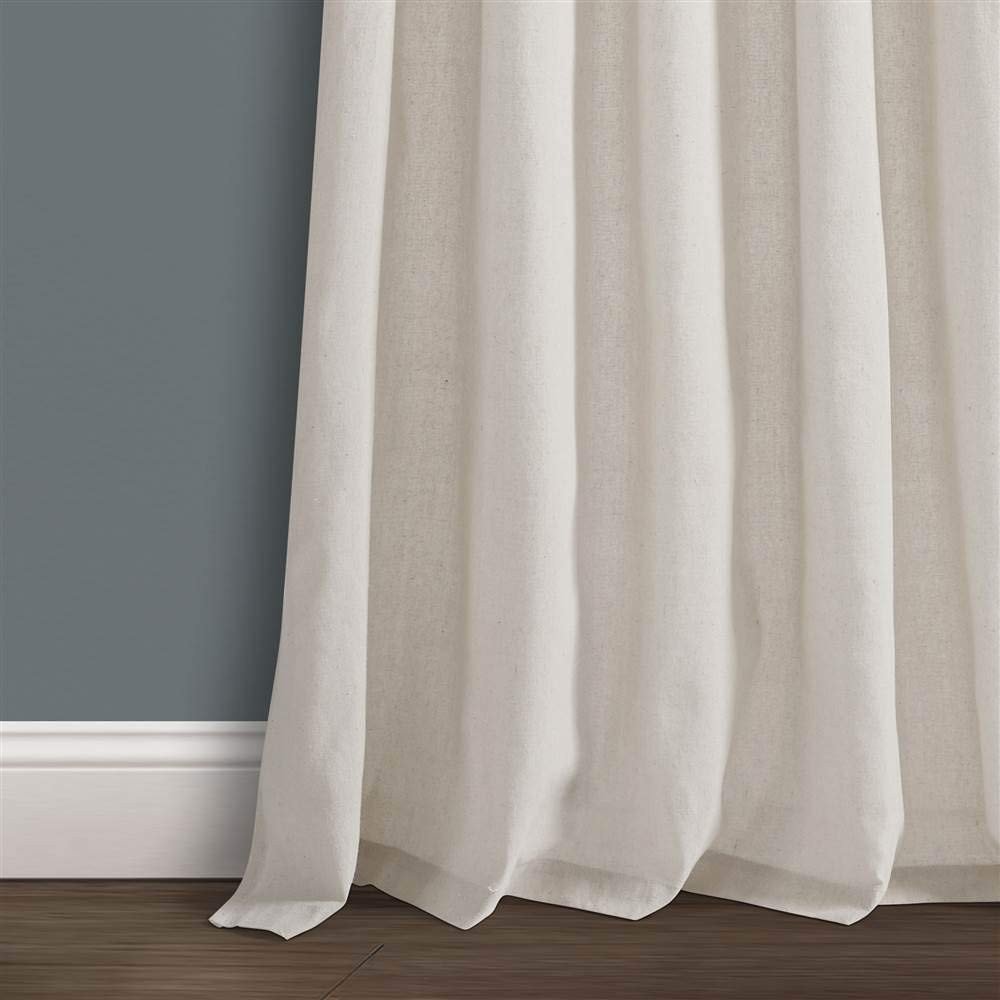 Burlap Knotted Tab-Top Window Curtain Panel Pair, 45″W x 84″L, Light Linen