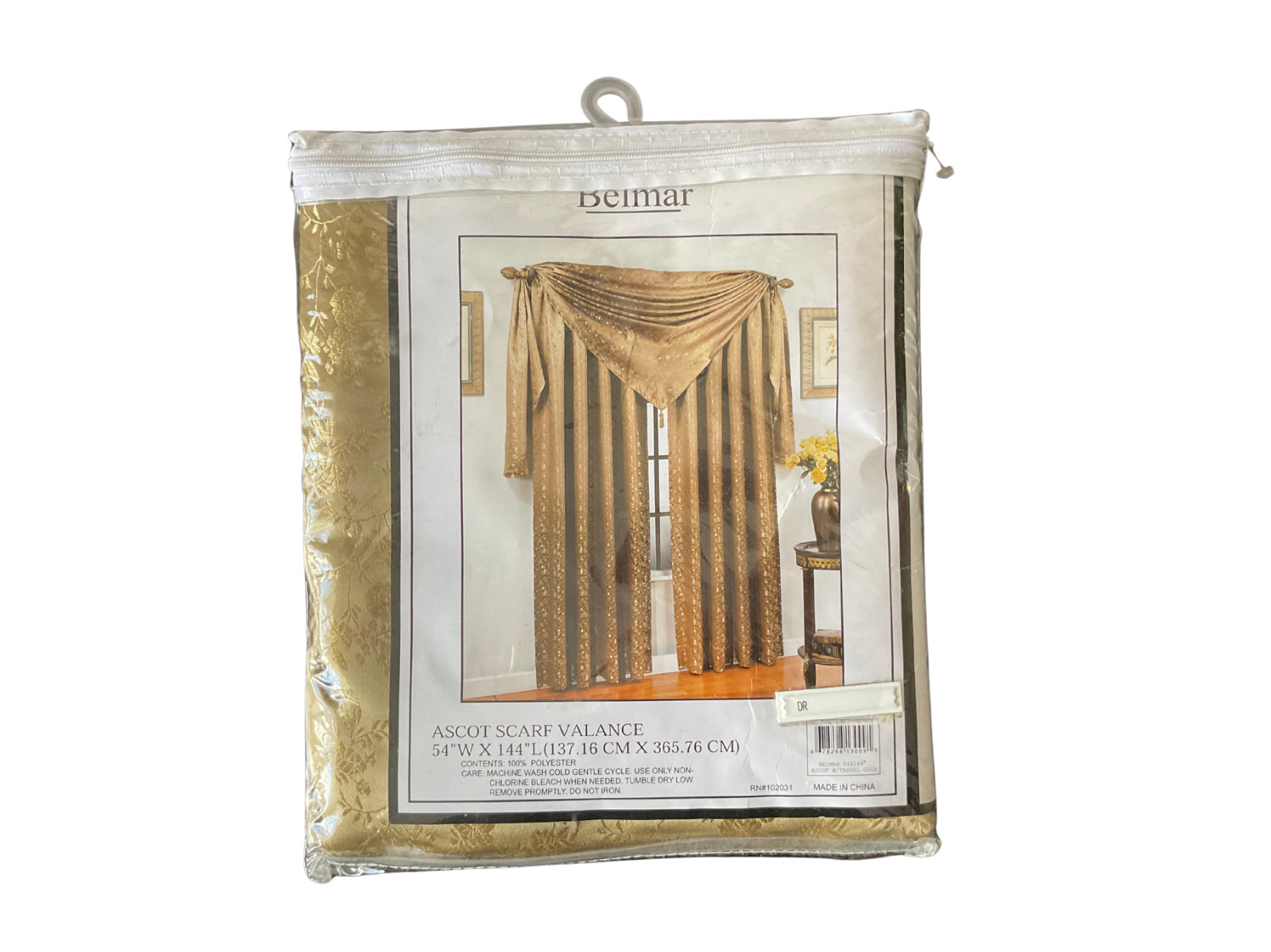 Belmar Ascot Scarf Valance Gold 54″ x 144″ Window Treatment New Sealed