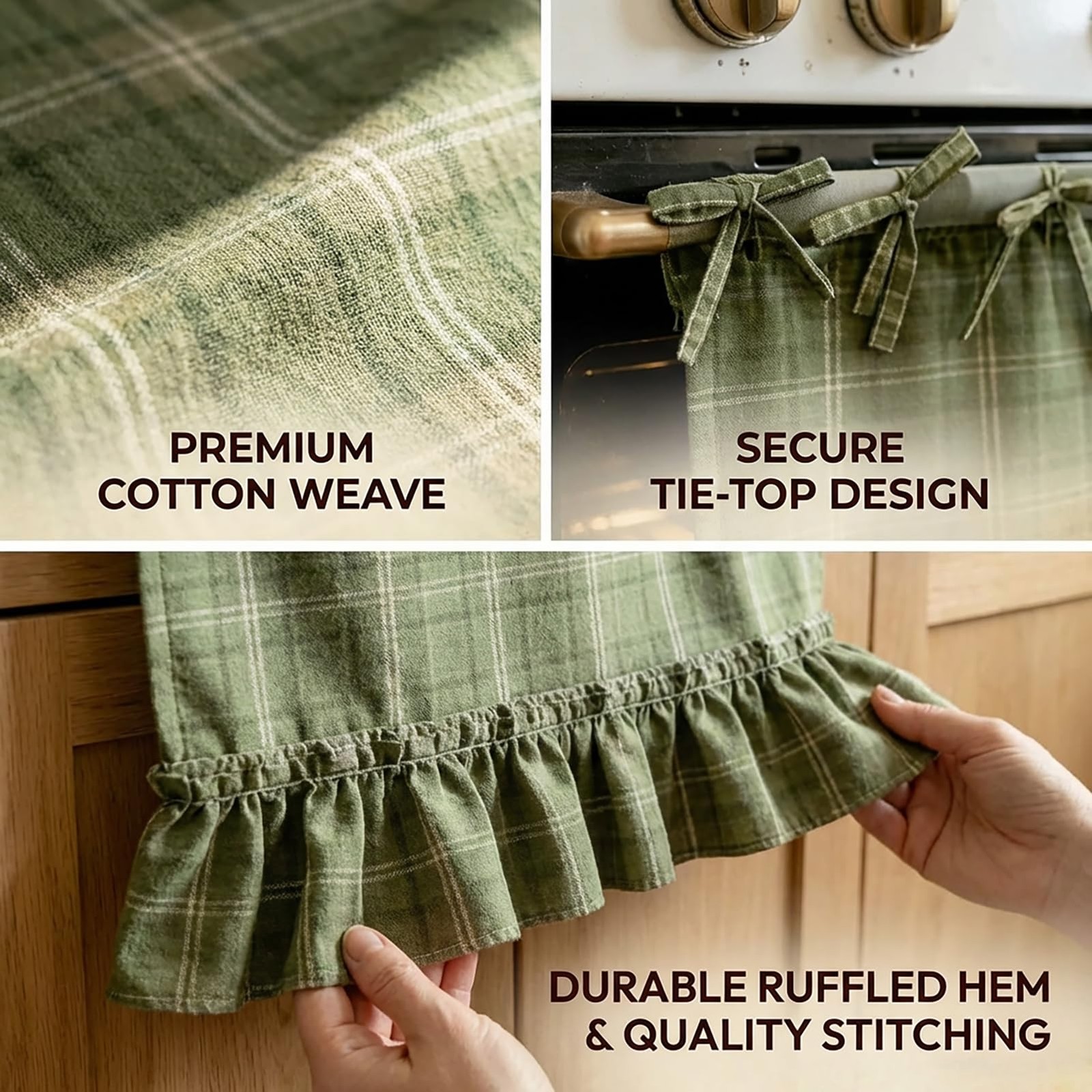 Handmade Farmhouse Oven Skirt Curtain for Kitchen Decor, 30 x 21.5 Inch Polye…