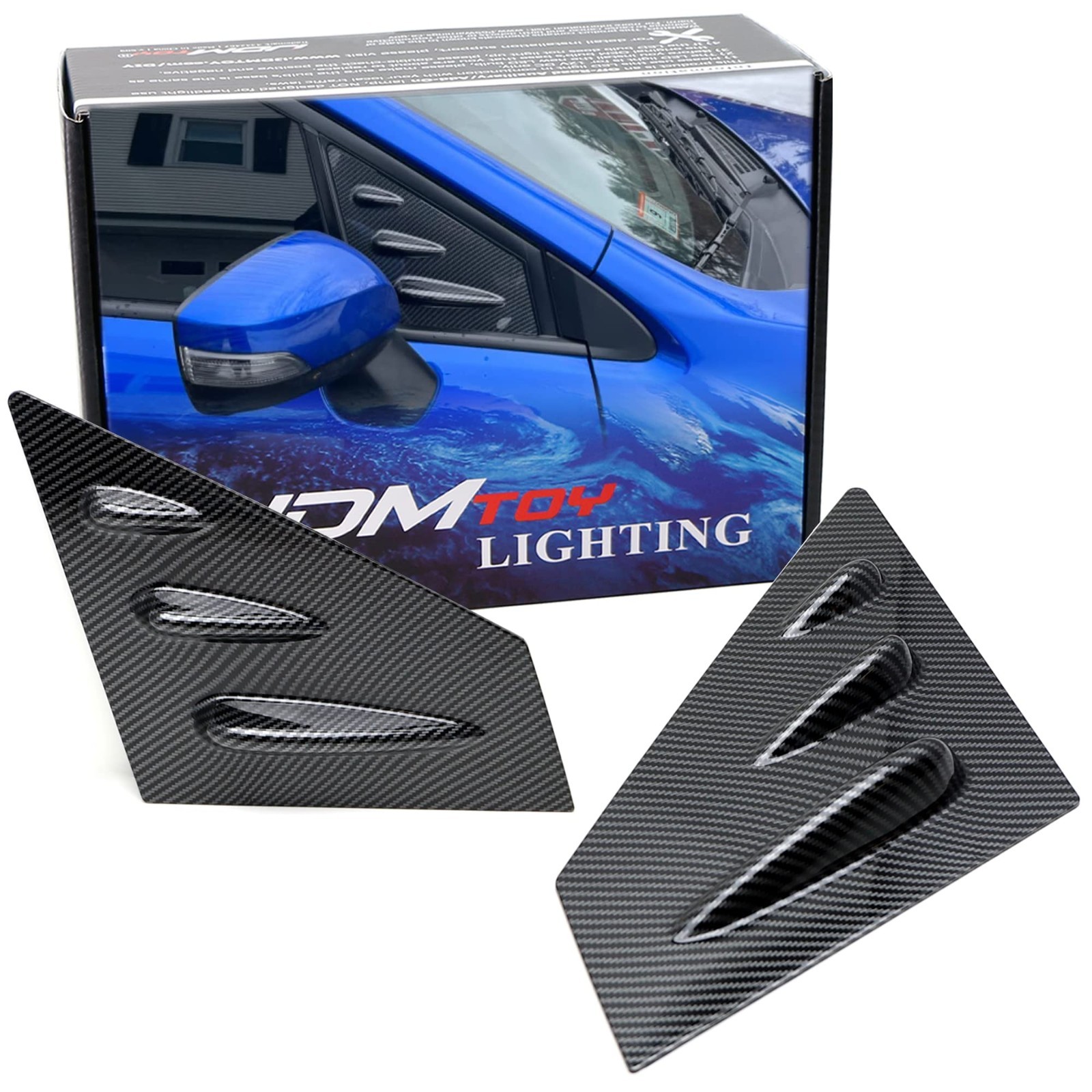 Gloss Black Carbon Fiber Front Quarter Window Louvers for 2015-2021 Subaru WRX/S